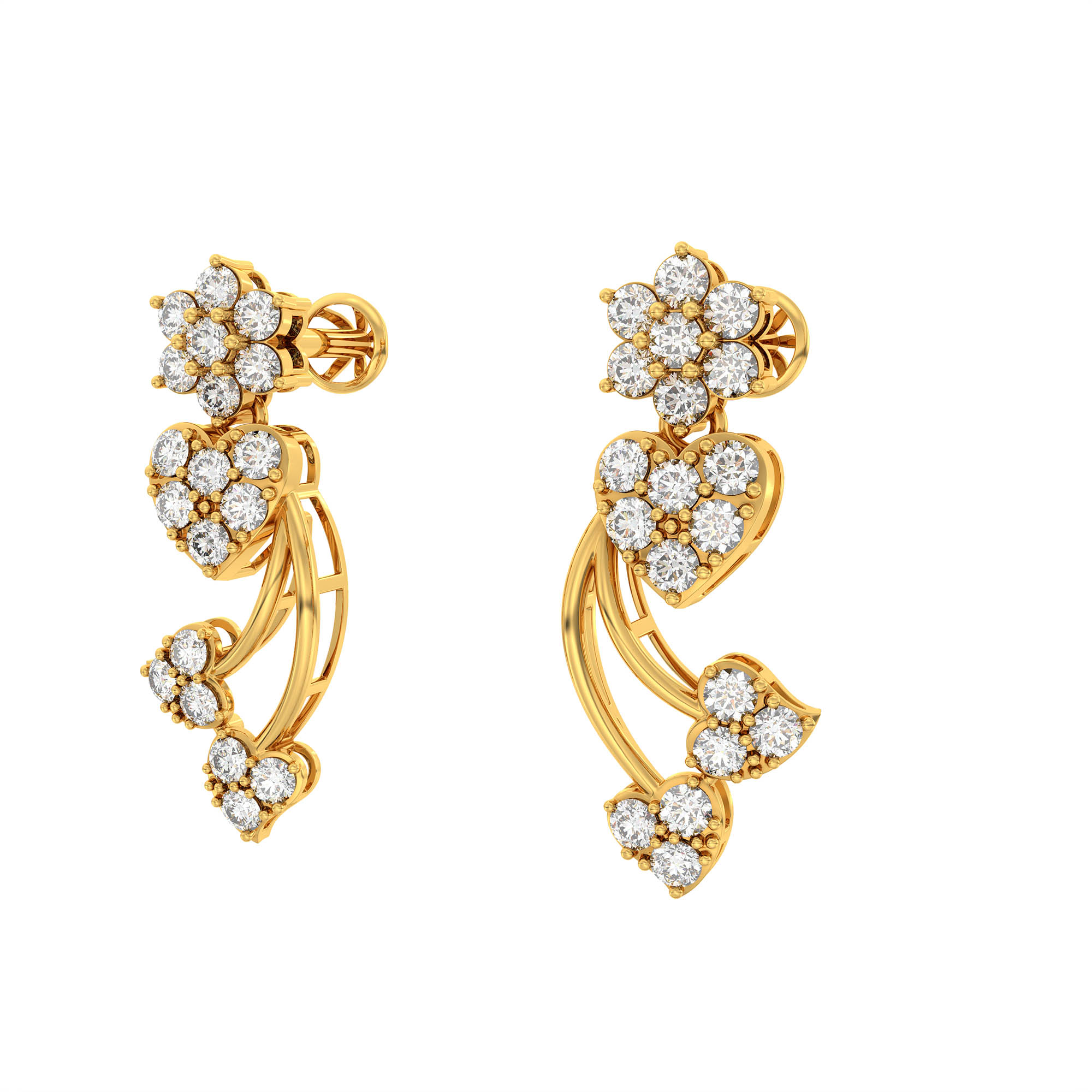 Lab-Grown Diamond Necklace and Earring Set in 22K Yellow Gold – 4.2 Ct, 153 Diamonds thumbnail