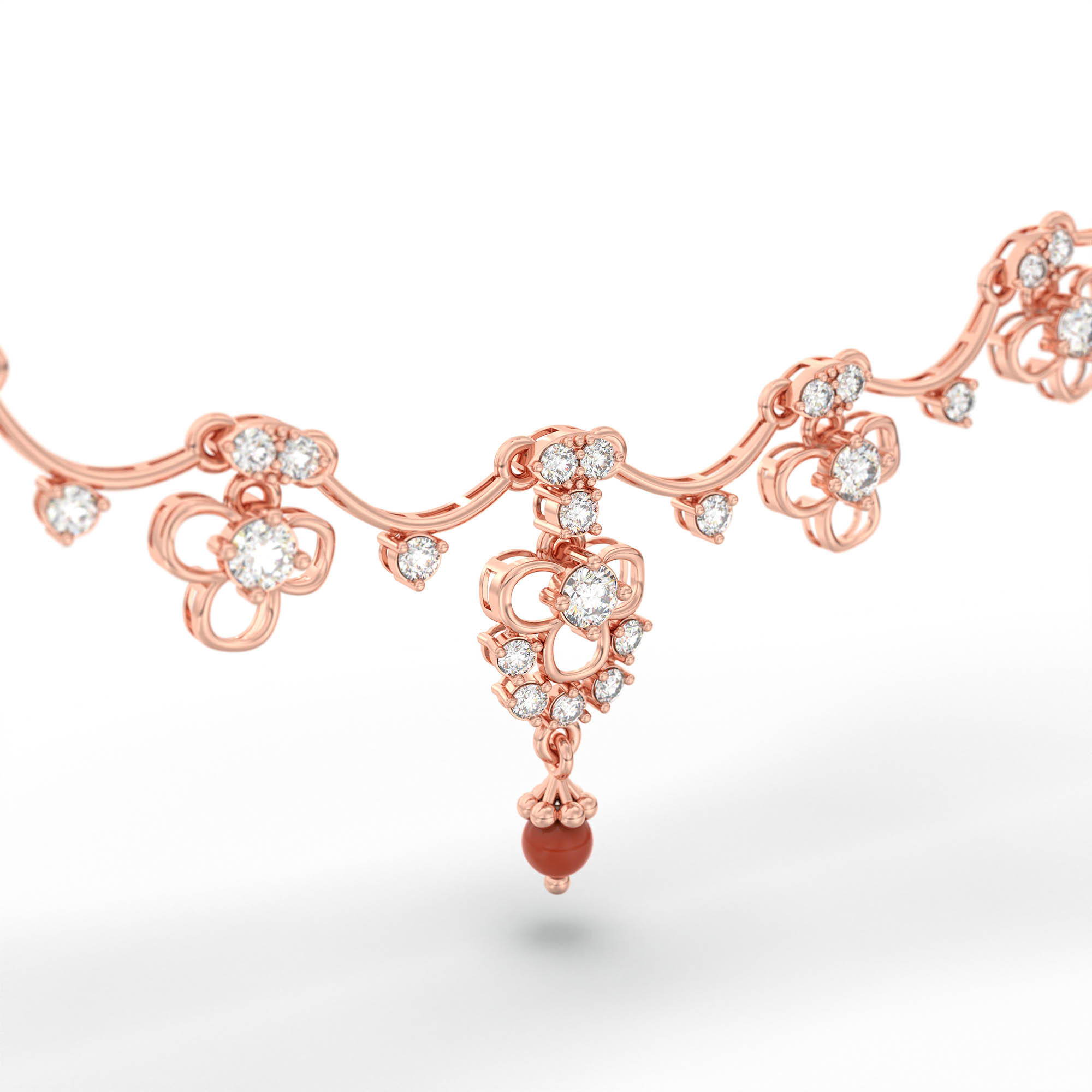 Lab grown Diamond Necklace with earring set in 18K Rose Gold thumbnail