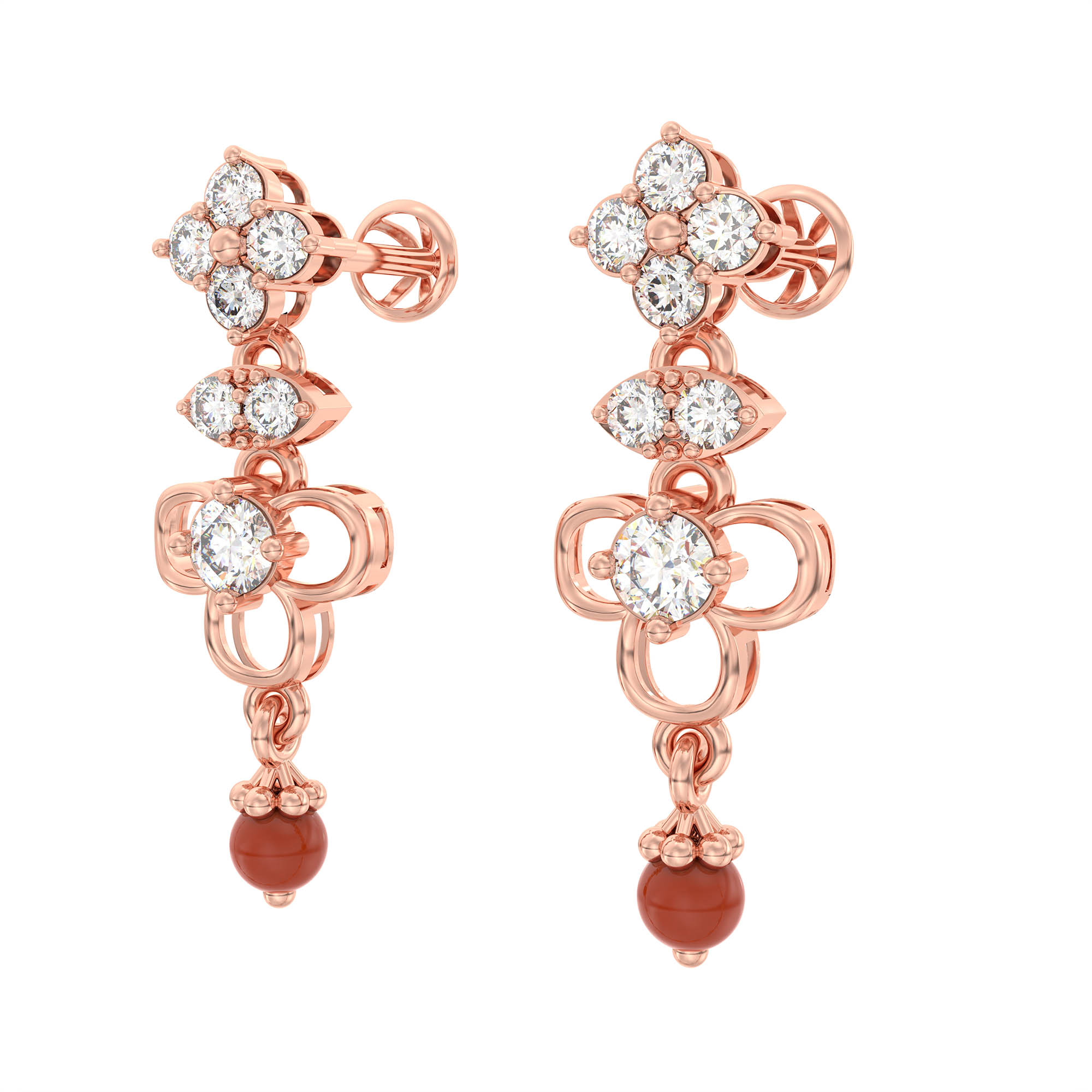 Lab grown Diamond Necklace with earring set in 18K Rose Gold thumbnail