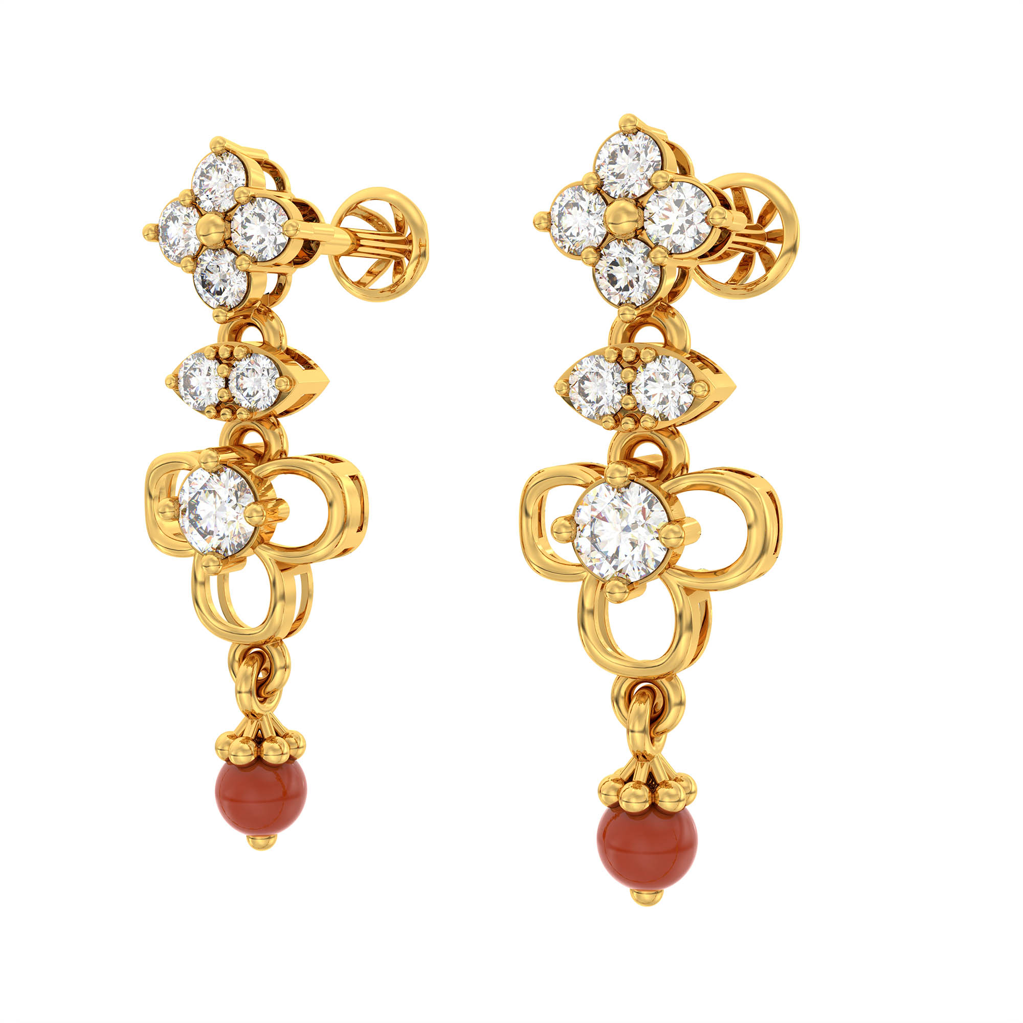 Lab-Grown Diamond Necklace and Earring Set in 22K Yellow Gold – 2.98 Ct, 67 Diamonds thumbnail