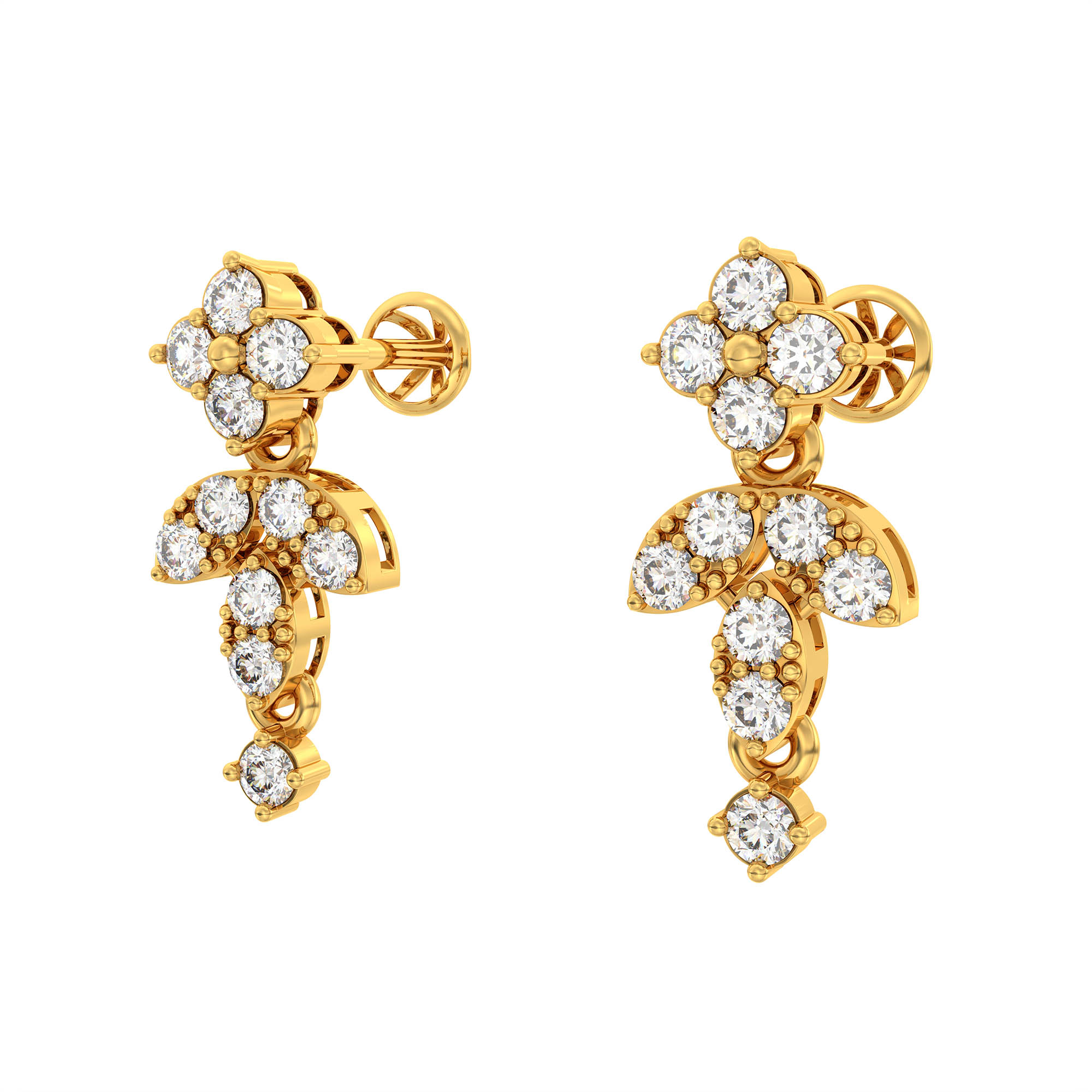Lab-Grown Diamond Necklace and Earring Set in 22K Yellow Gold – 2.91 Ct, 90 Diamonds thumbnail