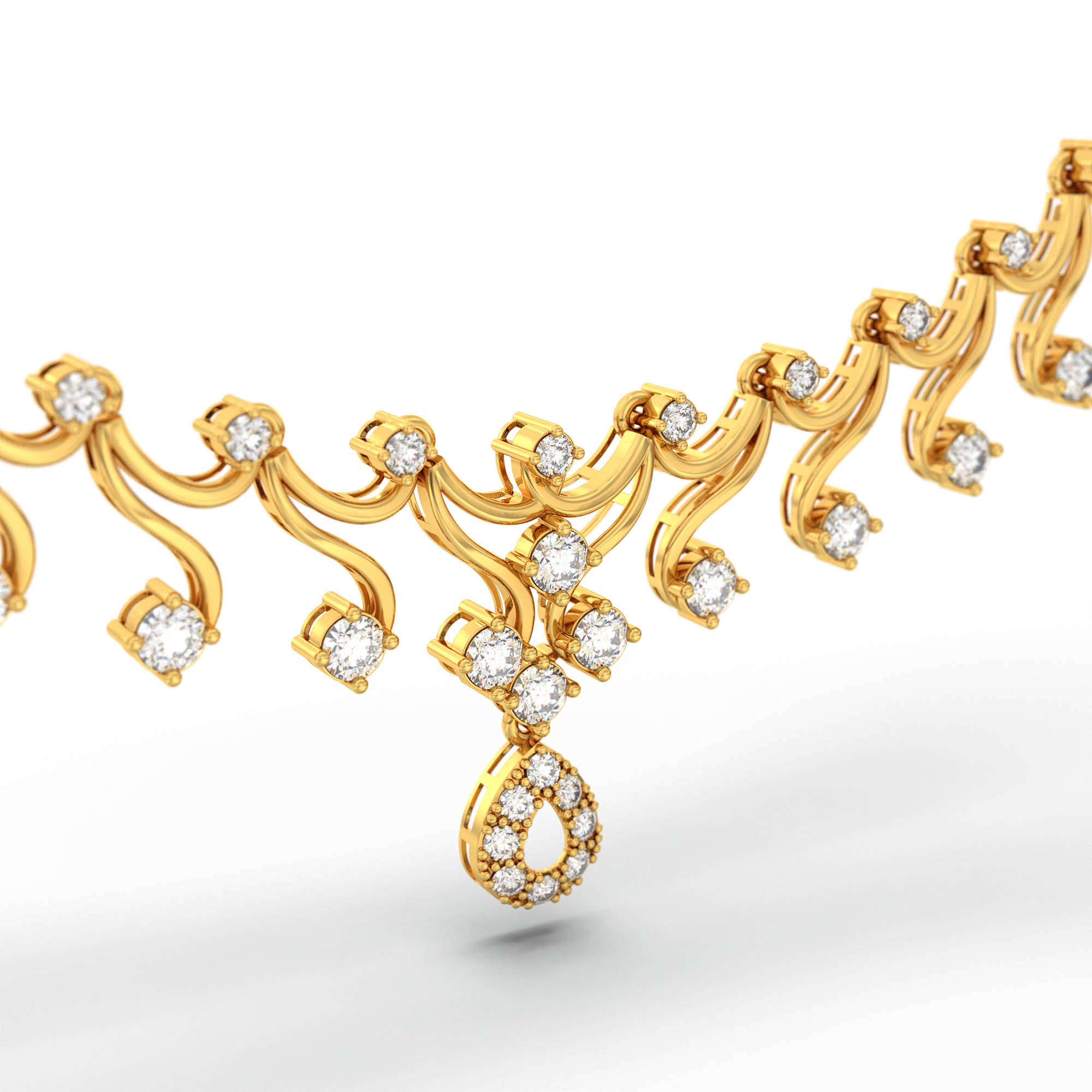 Lab-Grown Diamond Necklace and Earring Set in 22K Yellow Gold – 3.89 Ct, 69 Diamonds thumbnail