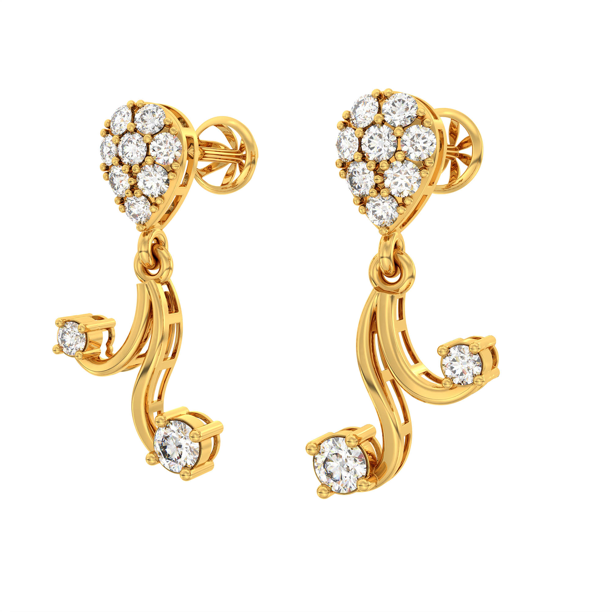 Lab-Grown Diamond Necklace and Earring Set in 22K Yellow Gold – 3.89 Ct, 69 Diamonds thumbnail