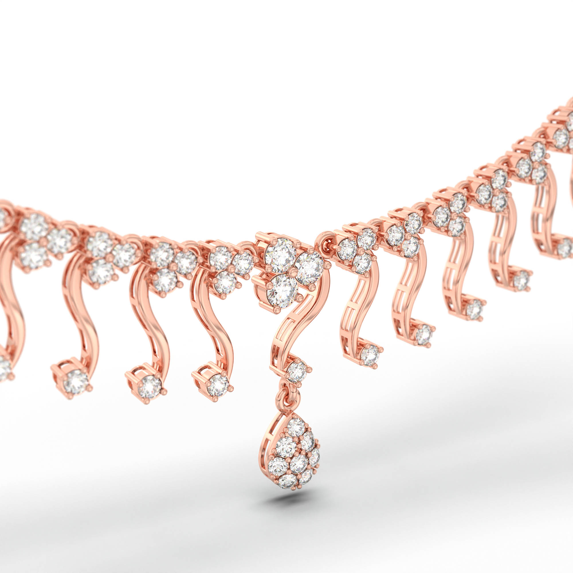 Lab-Grown Diamond Necklace and Earring Set in 18K Rose Gold – 5.13 Ct, 132 Diamonds thumbnail