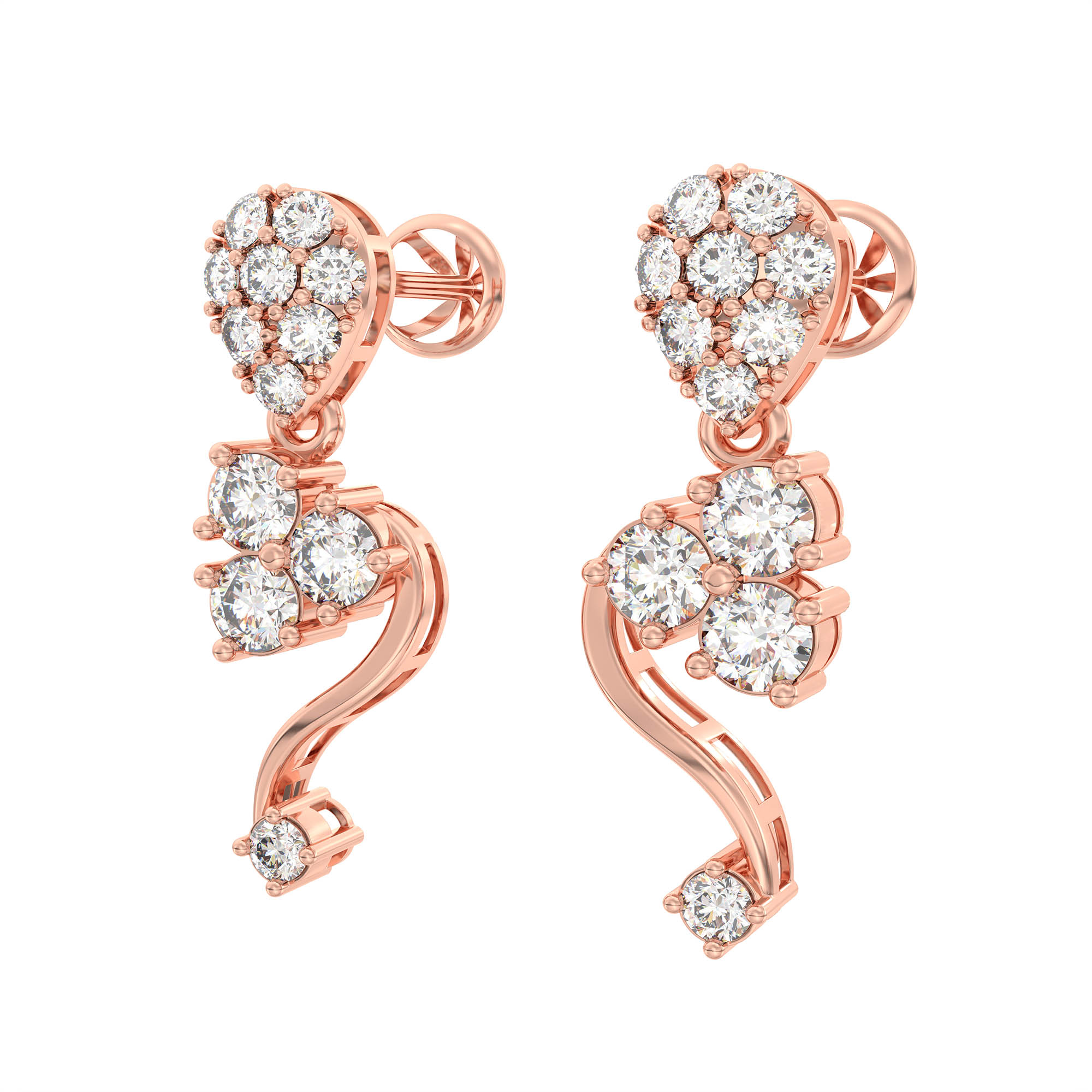 Lab-Grown Diamond Necklace and Earring Set in 18K Rose Gold – 5.13 Ct, 132 Diamonds thumbnail