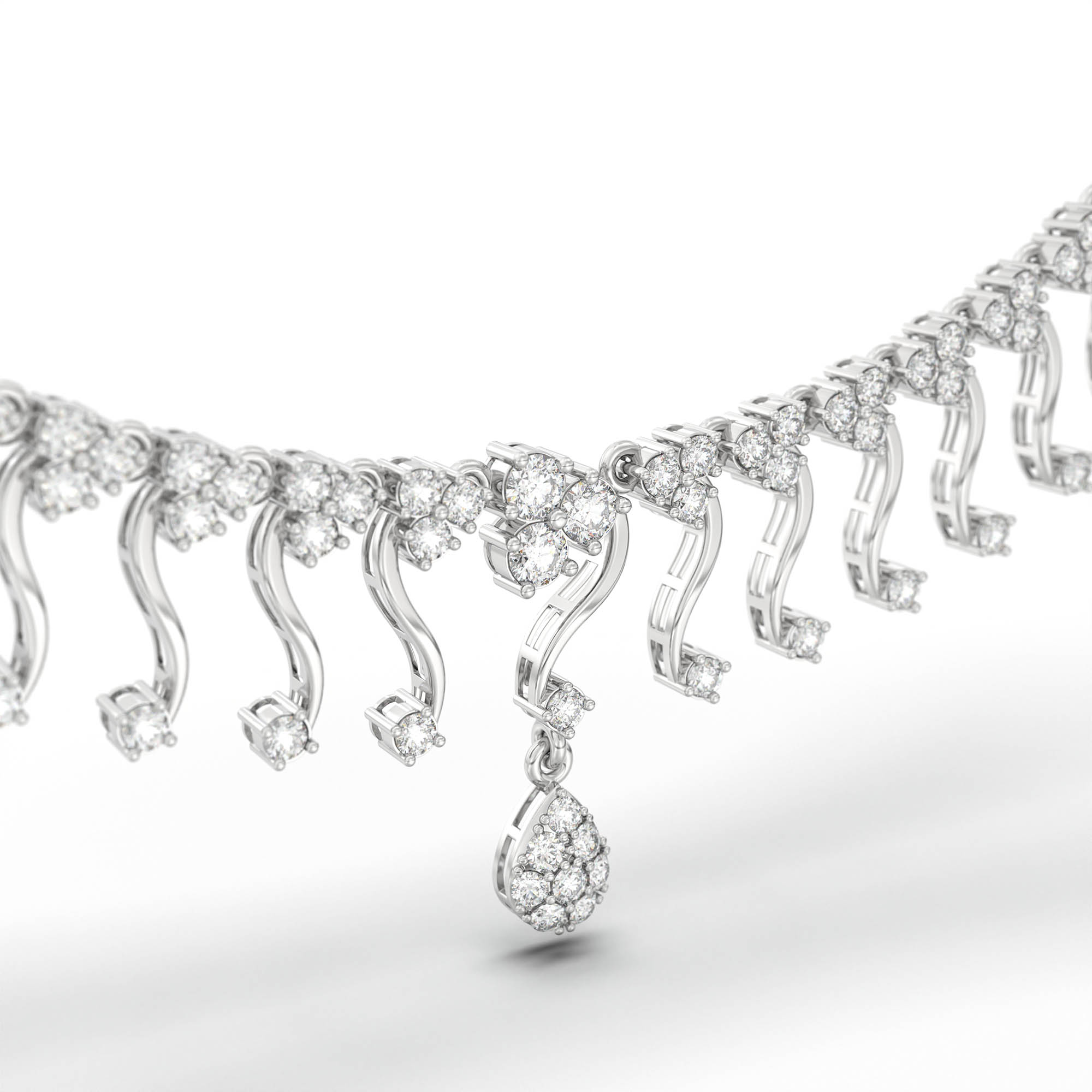 Lab-Grown Diamond Necklace and Earring Set in 18K White Gold – 5.13 Ct, 132 Diamonds thumbnail