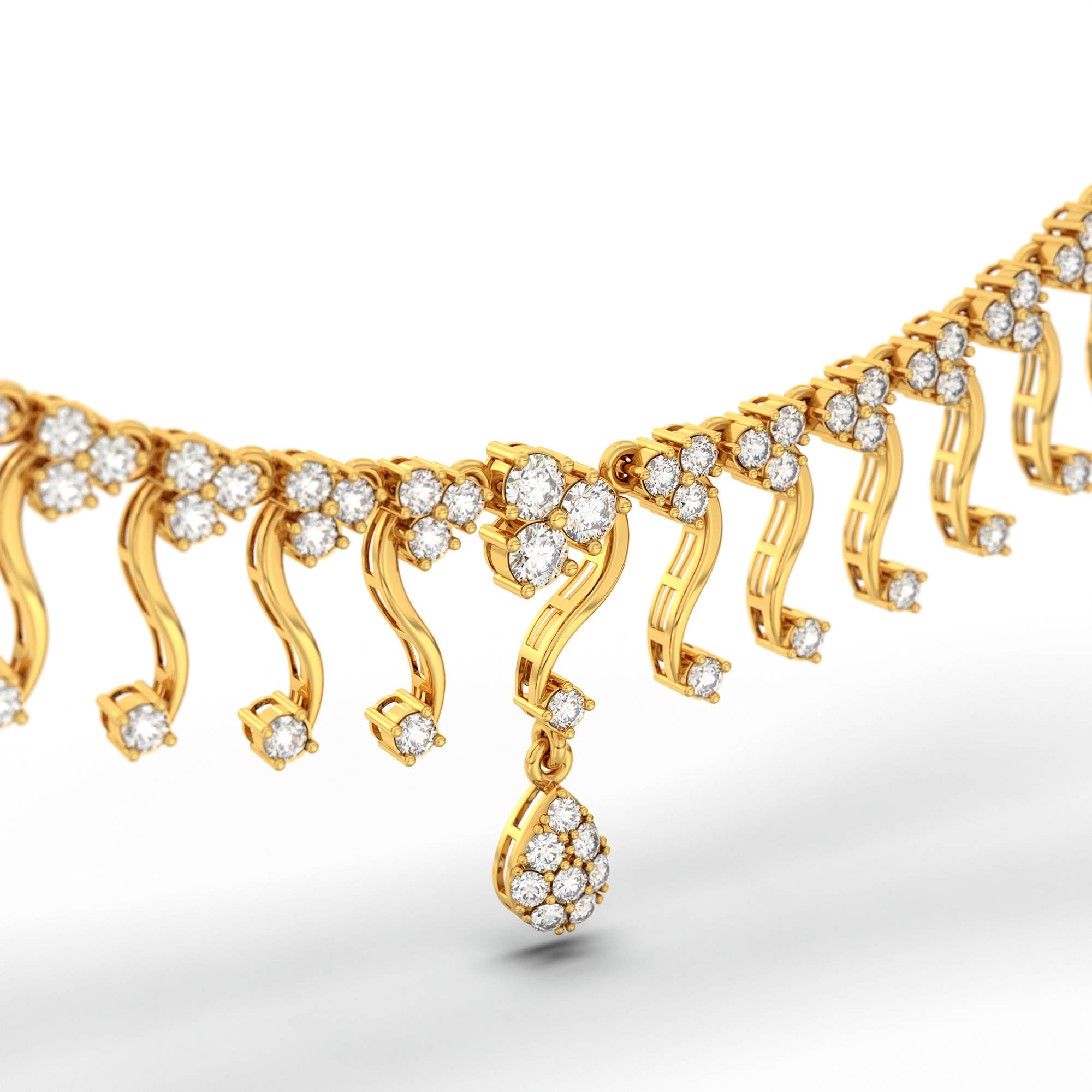 Lab-Grown Diamond Necklace and Earring Set in 22K Yellow Gold – 5.13 Ct, 132 Diamonds thumbnail