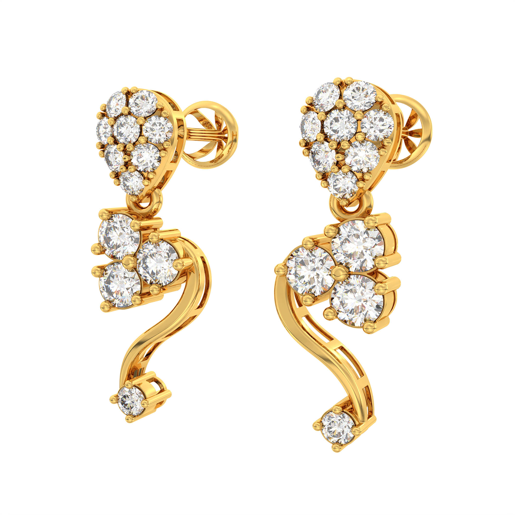 Lab-Grown Diamond Necklace and Earring Set in 22K Yellow Gold – 5.13 Ct, 132 Diamonds thumbnail