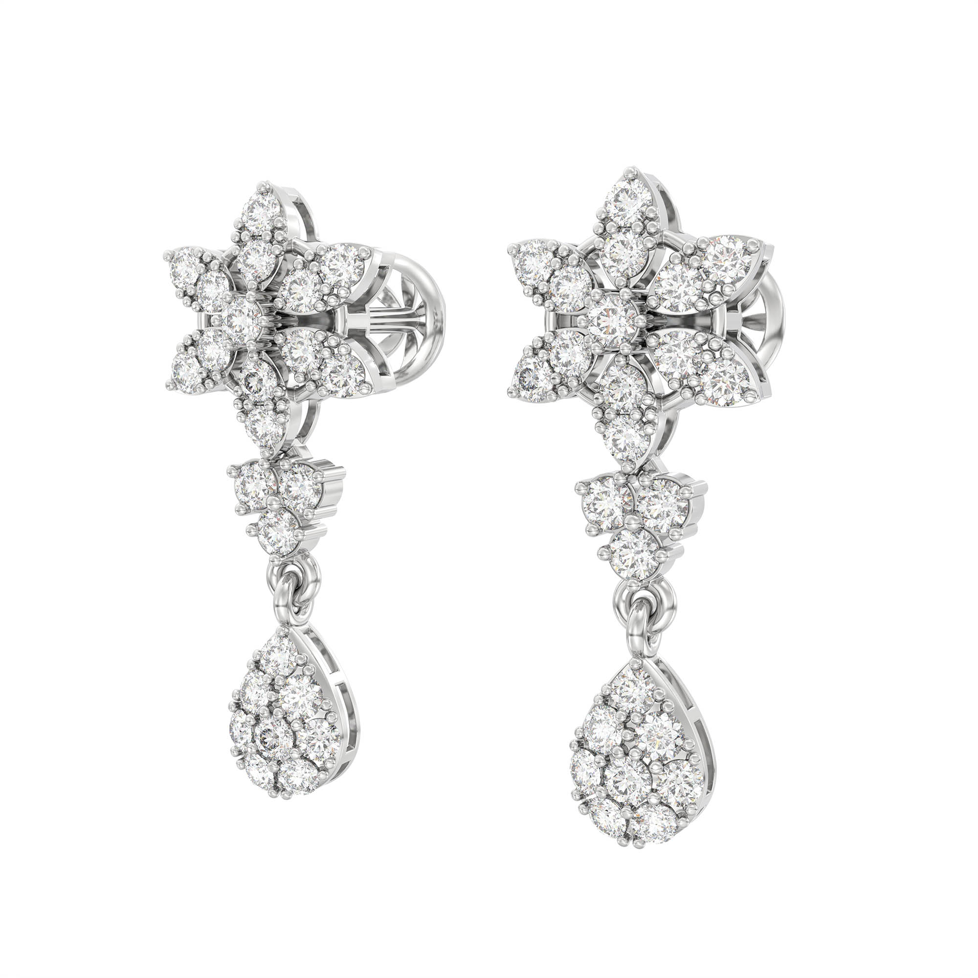 Lab-Grown Diamond Necklace and Earring Set in 18K White Gold – 5.74 Ct, 144 Diamonds thumbnail
