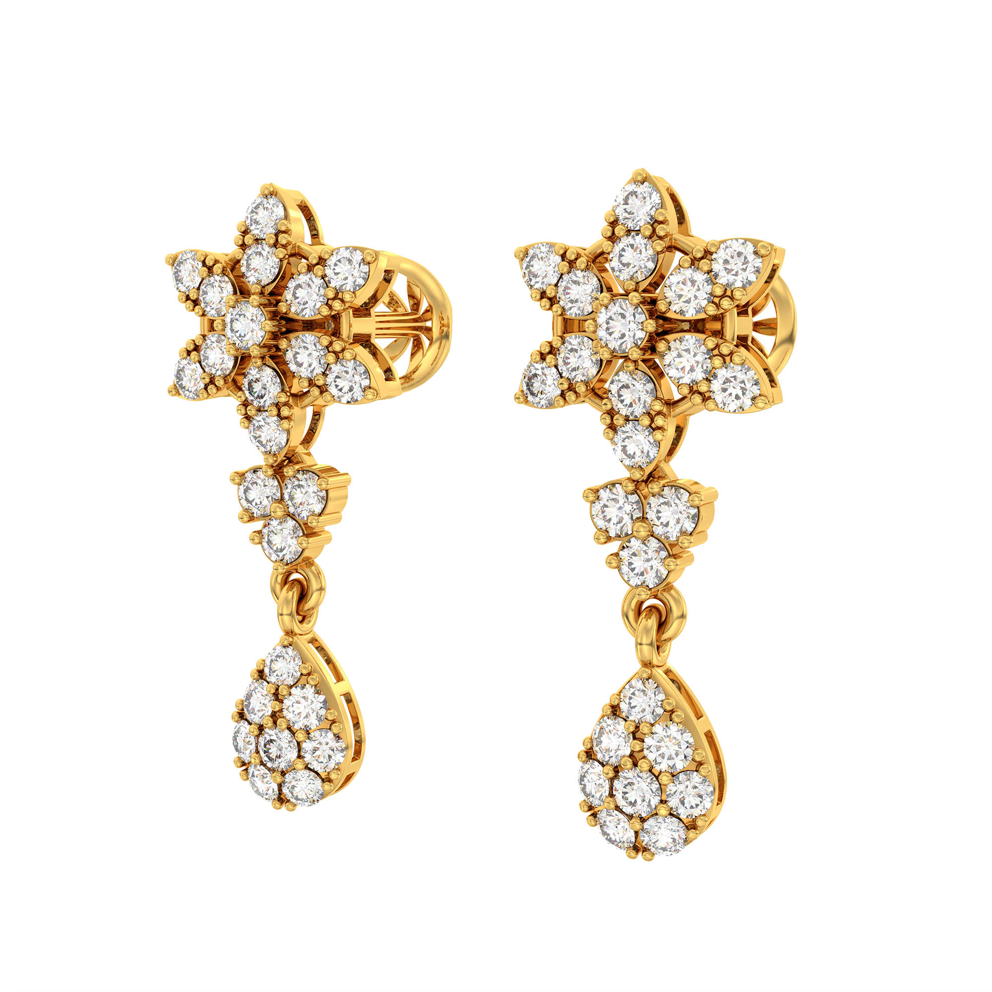 Lab-Grown Diamond Necklace and Earring Set in 22K Yellow Gold – 5.74 Ct, 144 Diamonds thumbnail