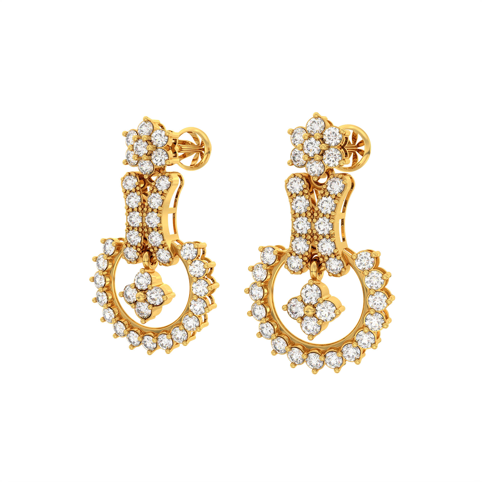 Lab-Grown Diamond Necklace and Earring Set in 22K Yellow Gold – 5.86 Ct, 170 Diamonds thumbnail