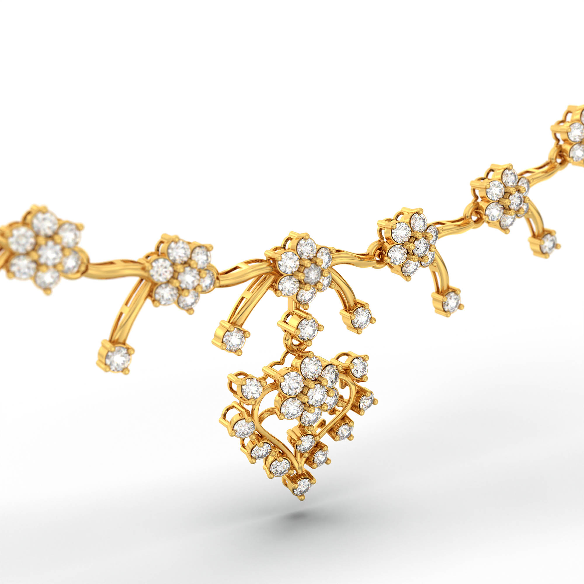 Lab-Grown Diamond Necklace and Earring Set in 22K Yellow Gold – 5.42 Ct, 189 Diamonds thumbnail