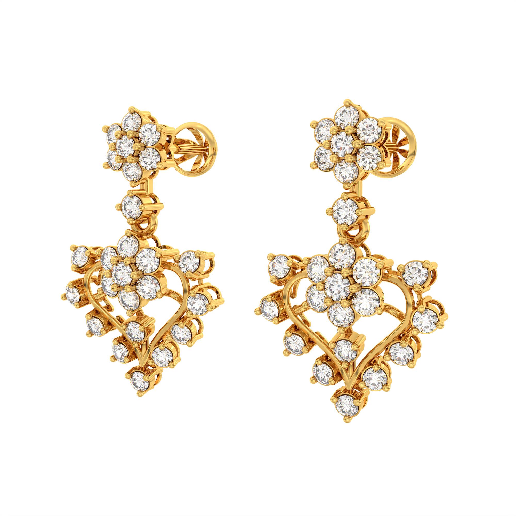 Lab-Grown Diamond Necklace and Earring Set in 22K Yellow Gold – 5.42 Ct, 189 Diamonds thumbnail