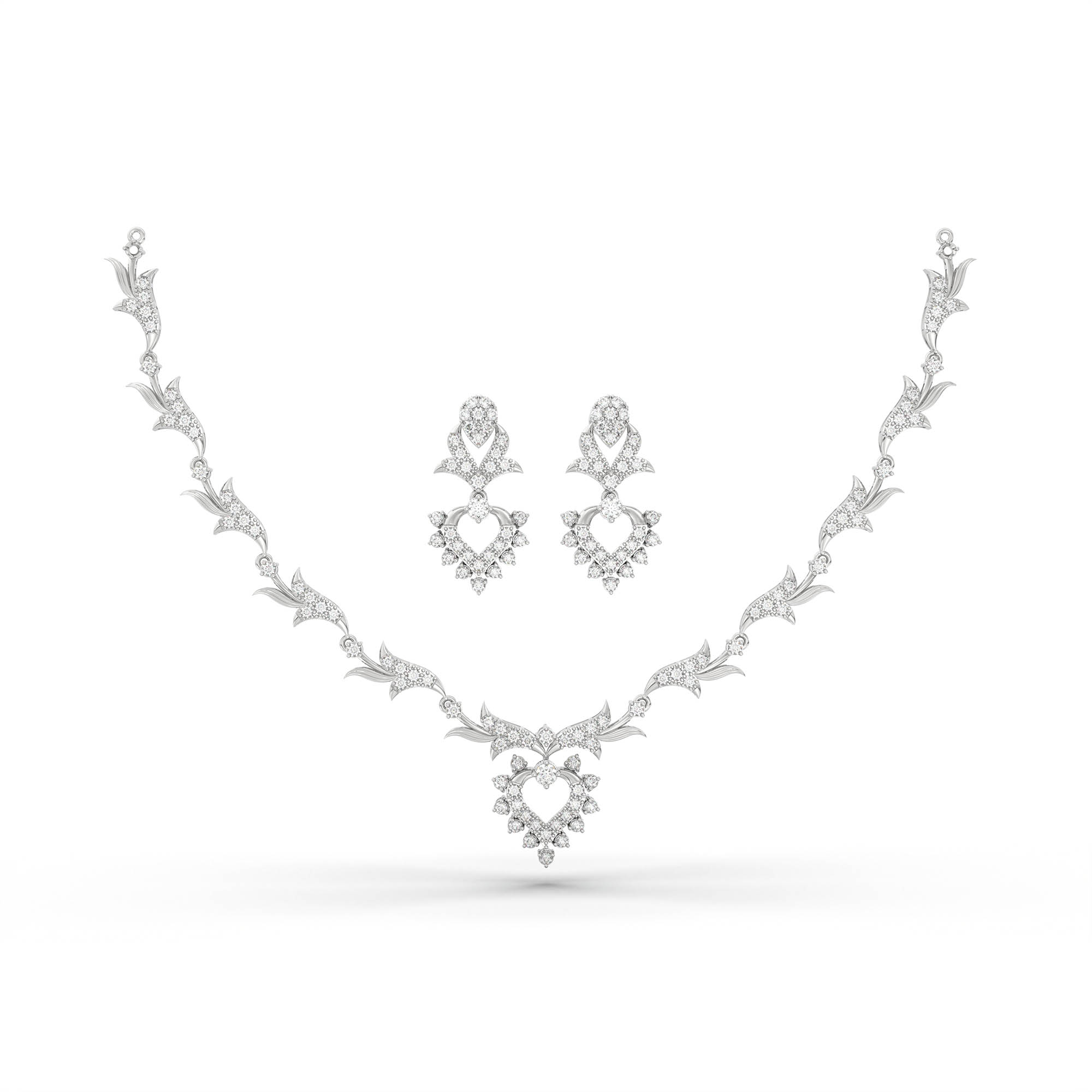 Lab-Grown Diamond Necklace and Earring Set in 18K White Gold – 4.81 Ct, 162 Diamonds thumbnail