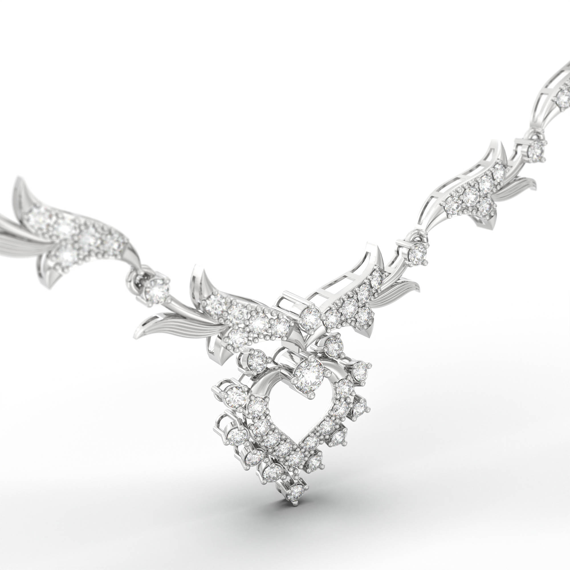 Lab-Grown Diamond Necklace and Earring Set in 18K White Gold – 4.81 Ct, 162 Diamonds thumbnail