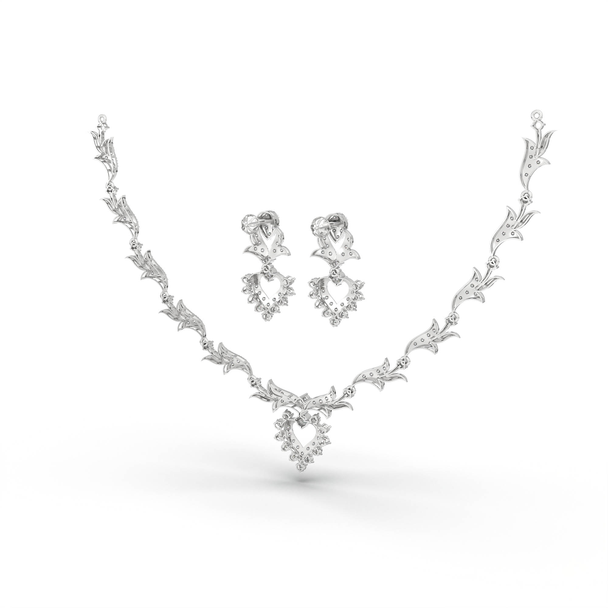 Lab-Grown Diamond Necklace and Earring Set in 18K White Gold – 4.81 Ct, 162 Diamonds thumbnail