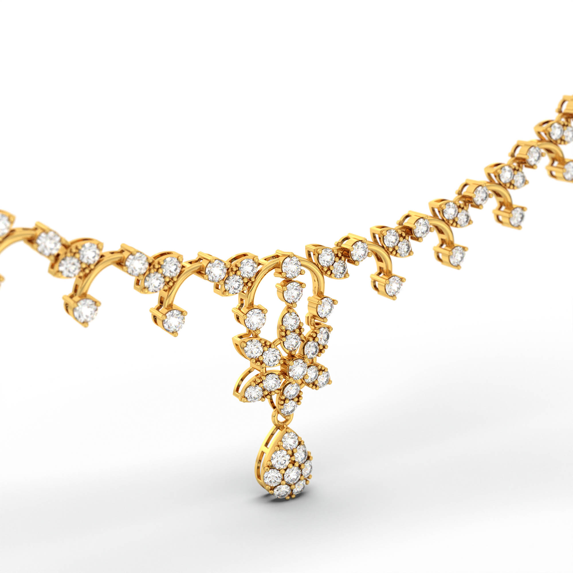 Lab-Grown Diamond Necklace and Earring Set in 22K Yellow Gold – 4.84 Ct, 159 Diamonds thumbnail