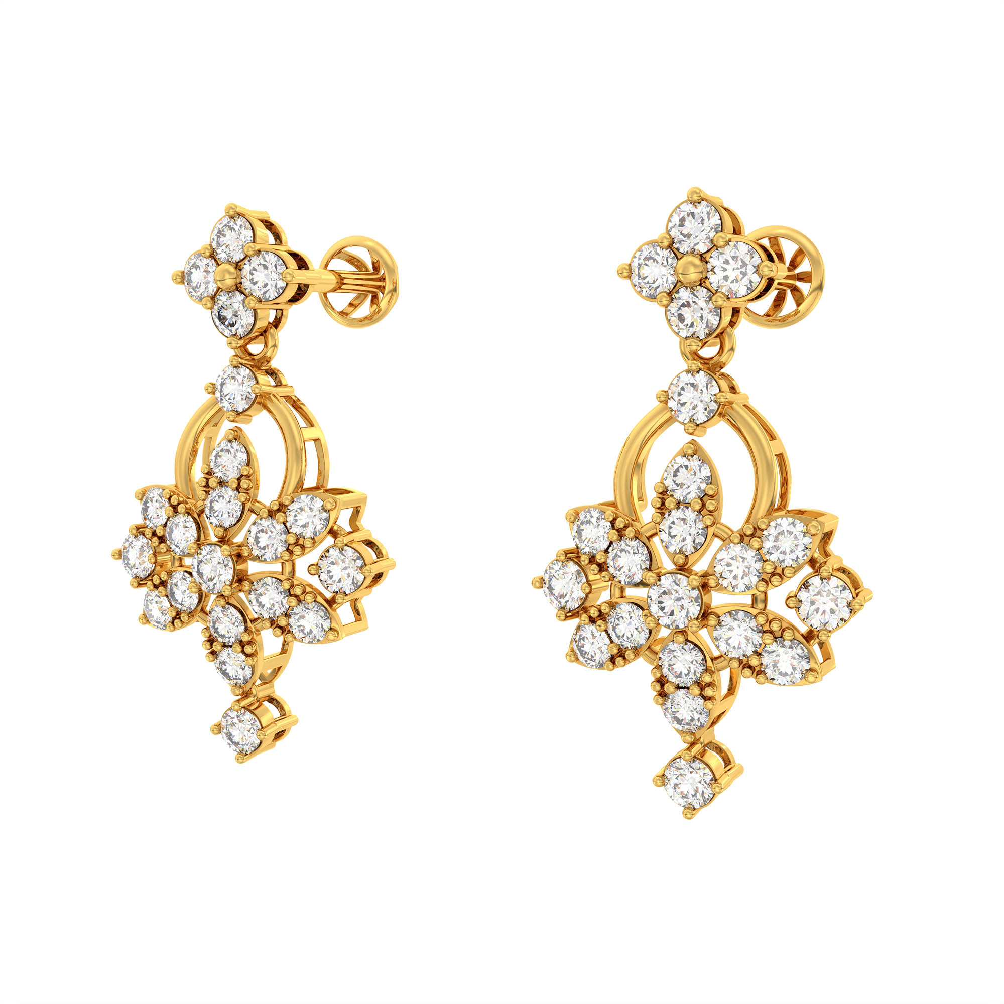 Lab-Grown Diamond Necklace and Earring Set in 22K Yellow Gold – 4.84 Ct, 159 Diamonds thumbnail