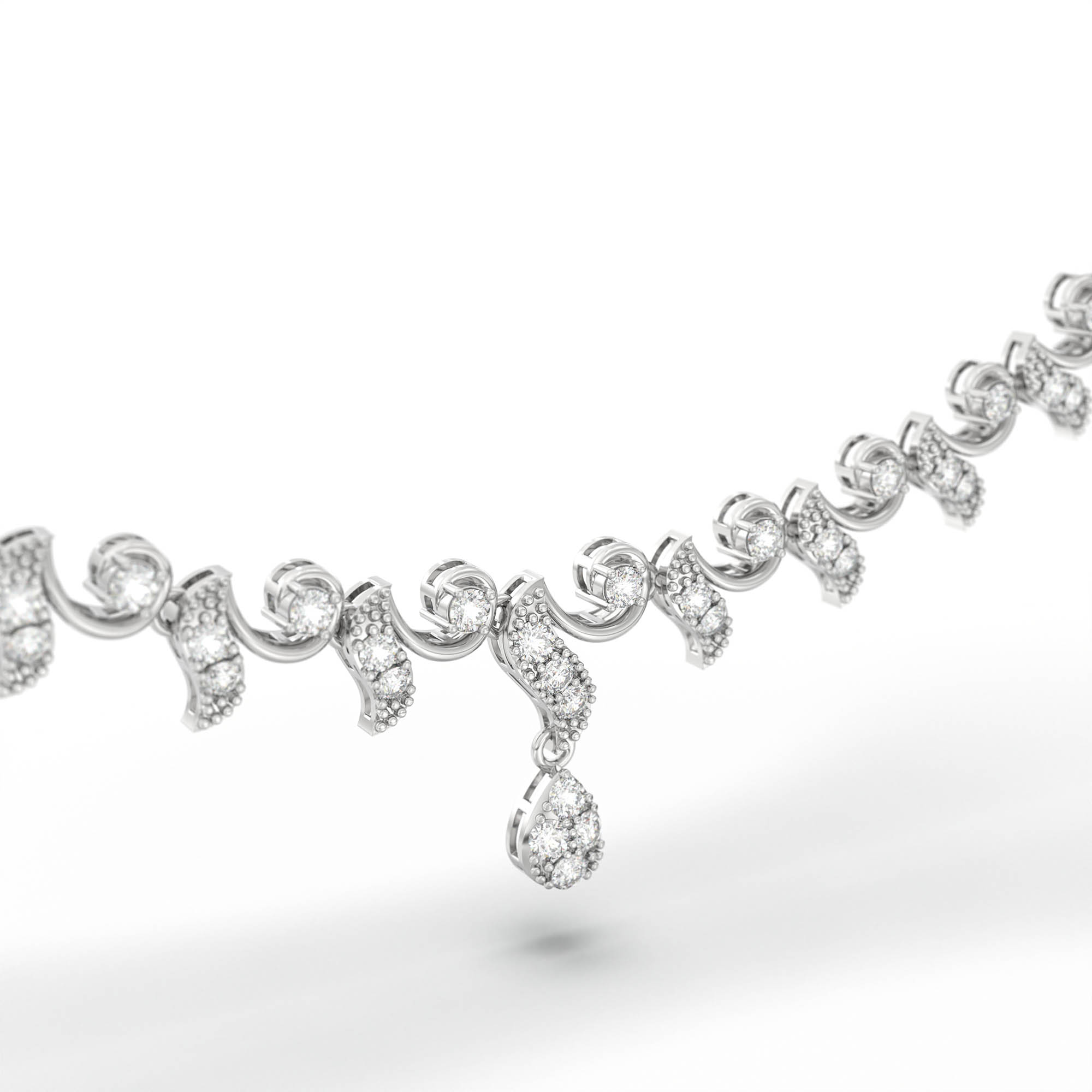 Lab-Grown Diamond Necklace and Earring Set in 18K White Gold – 2.86 Ct, 93 Diamonds thumbnail