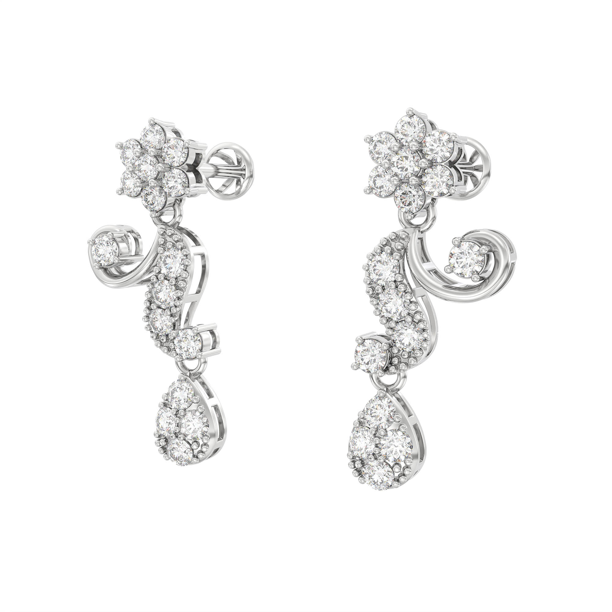 Lab-Grown Diamond Necklace and Earring Set in 18K White Gold – 2.86 Ct, 93 Diamonds thumbnail