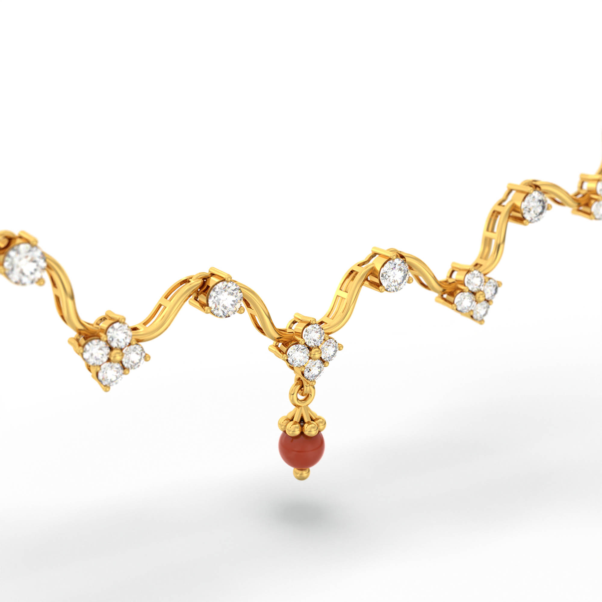 Lab-Grown Diamond Necklace and Earring Set in 22K Yellow Gold – 4.8 Ct, 90 Diamonds thumbnail