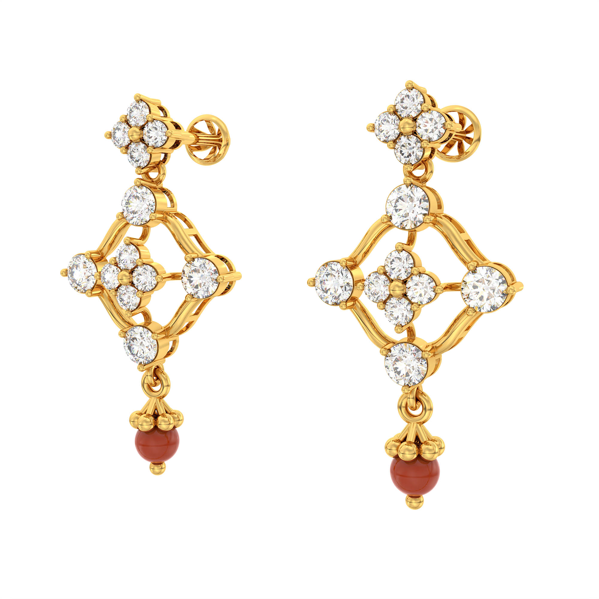 Lab-Grown Diamond Necklace and Earring Set in 22K Yellow Gold – 4.8 Ct, 90 Diamonds thumbnail