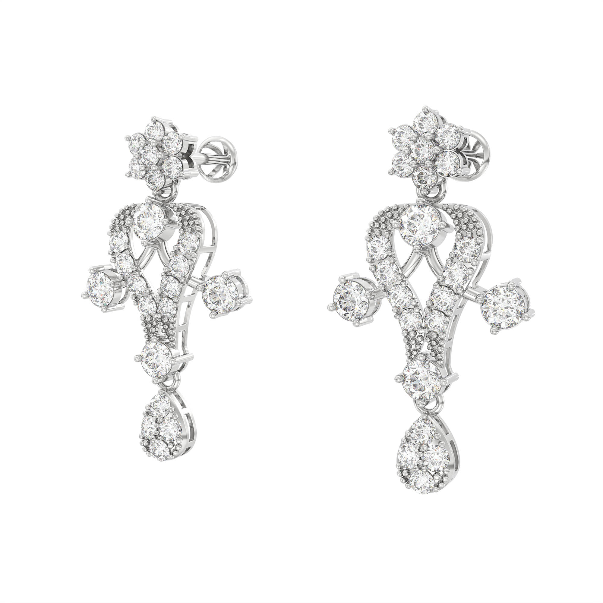 Lab-Grown Diamond Necklace and Earring Set in 18K White Gold – 8.72 Ct, 149 Diamonds thumbnail