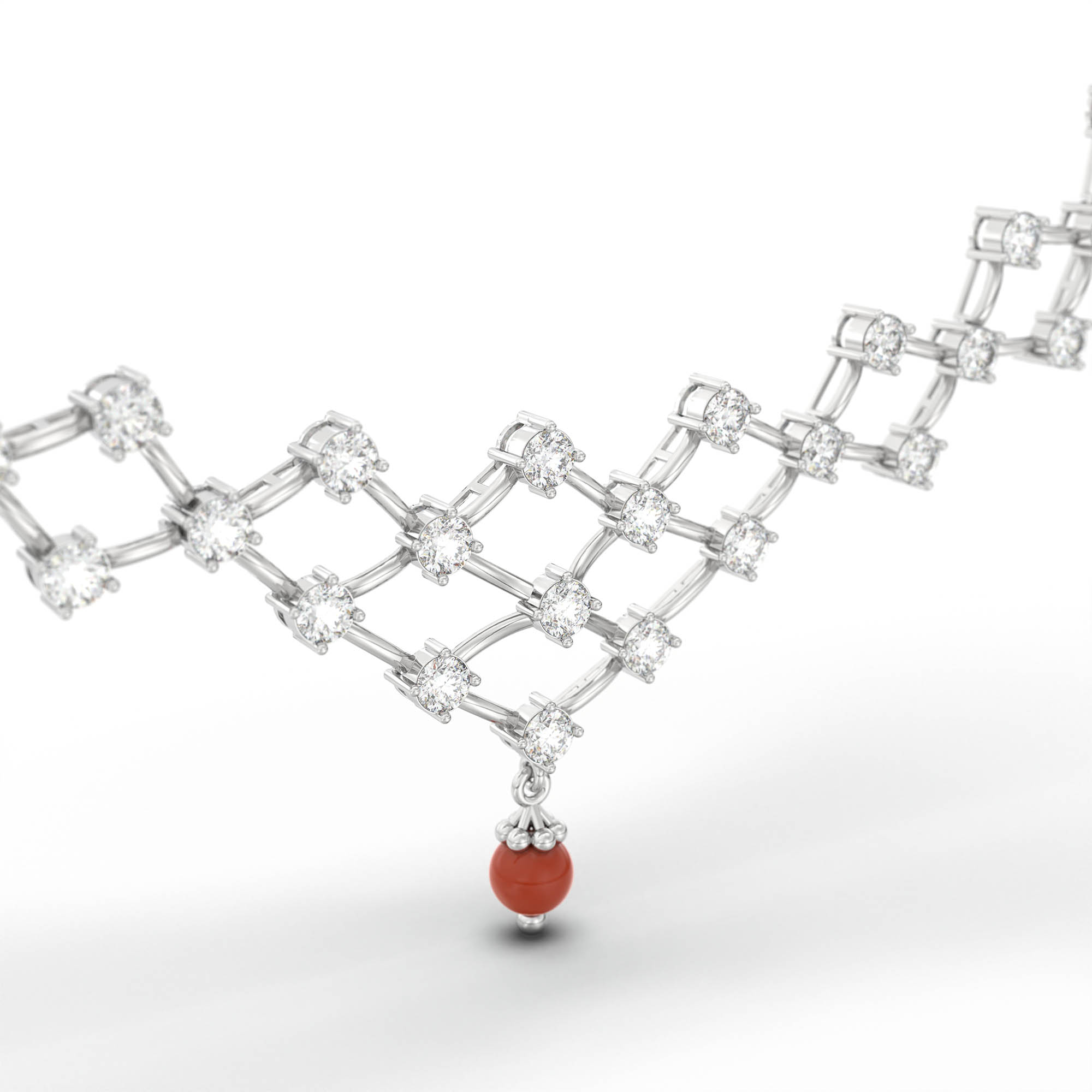 Lab-Grown Diamond Necklace and Earring Set in 18K White Gold – 7.31 Ct, 77 Diamonds thumbnail