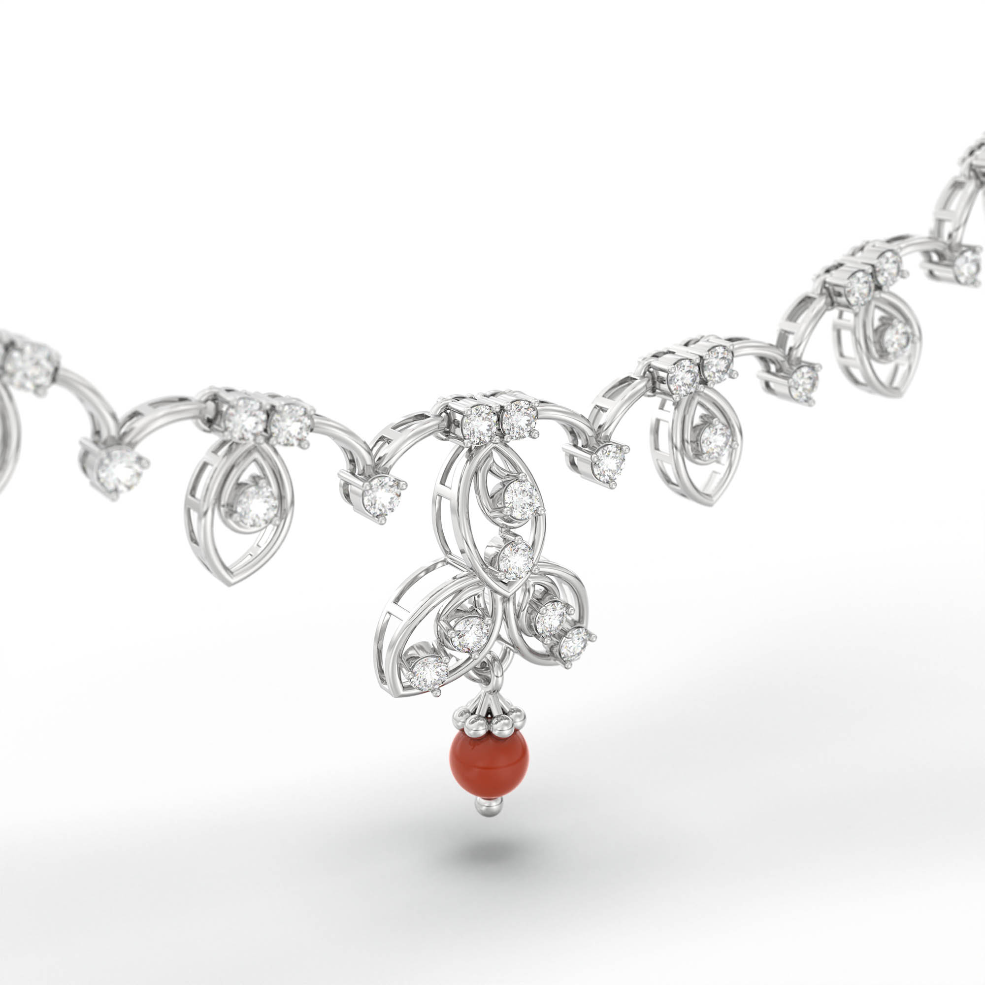 Lab-Grown Diamond Necklace and Earring Set in 18K White Gold – 2.9 Ct, 86 Diamonds thumbnail