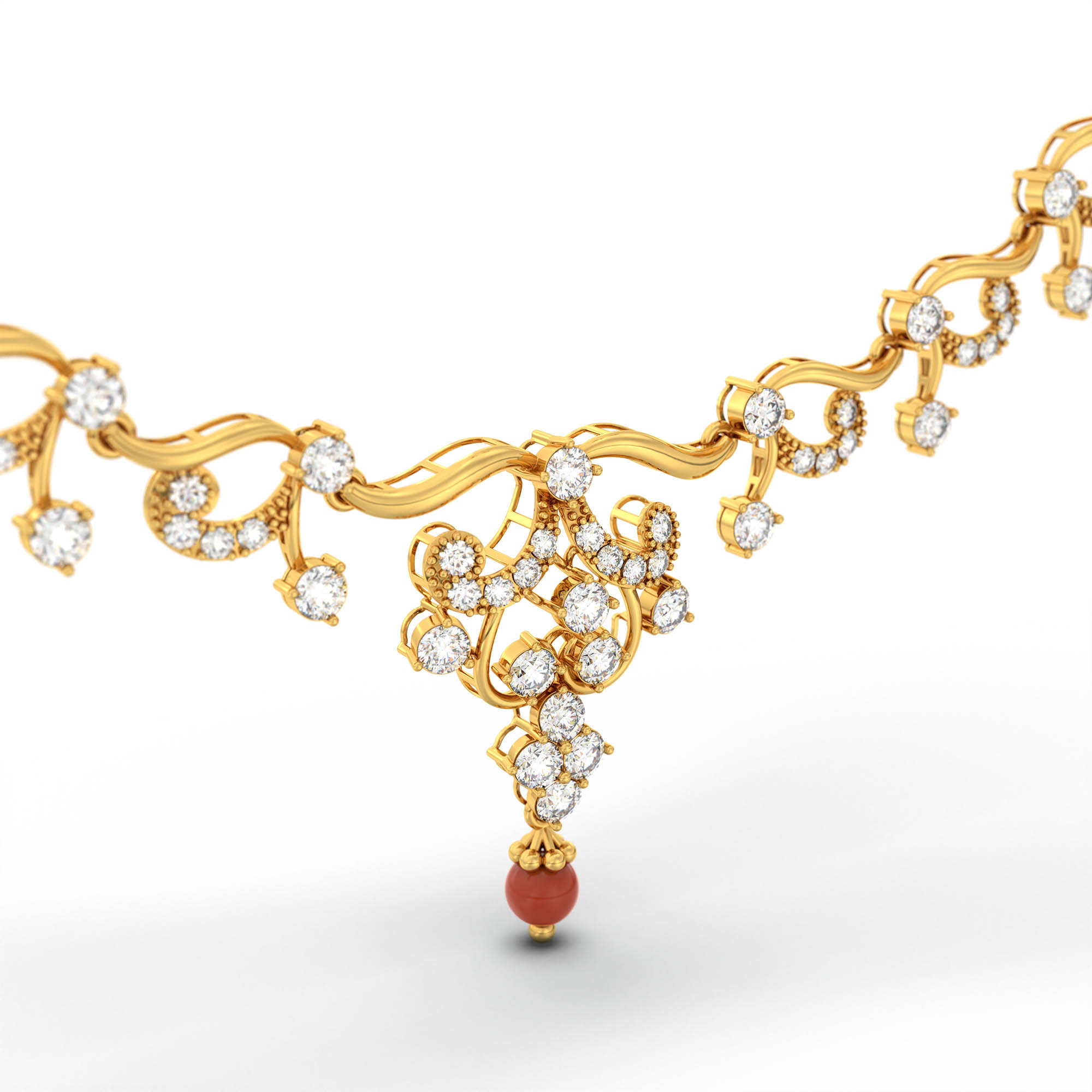 Lab-Grown Diamond Necklace and Earring Set in 22K Yellow Gold – 7.93 Ct, 132 Diamonds thumbnail