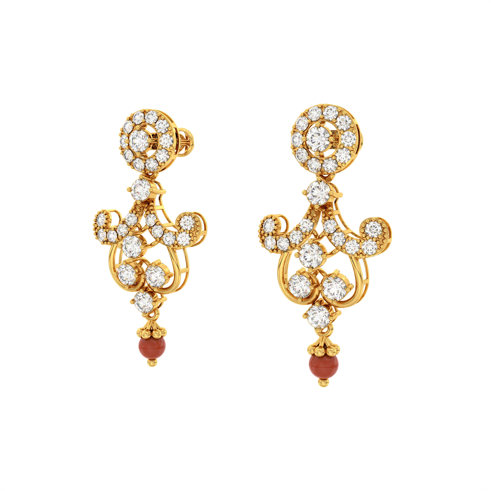 Lab-Grown Diamond Necklace and Earring Set in 22K Yellow Gold – 7.93 Ct, 132 Diamonds thumbnail