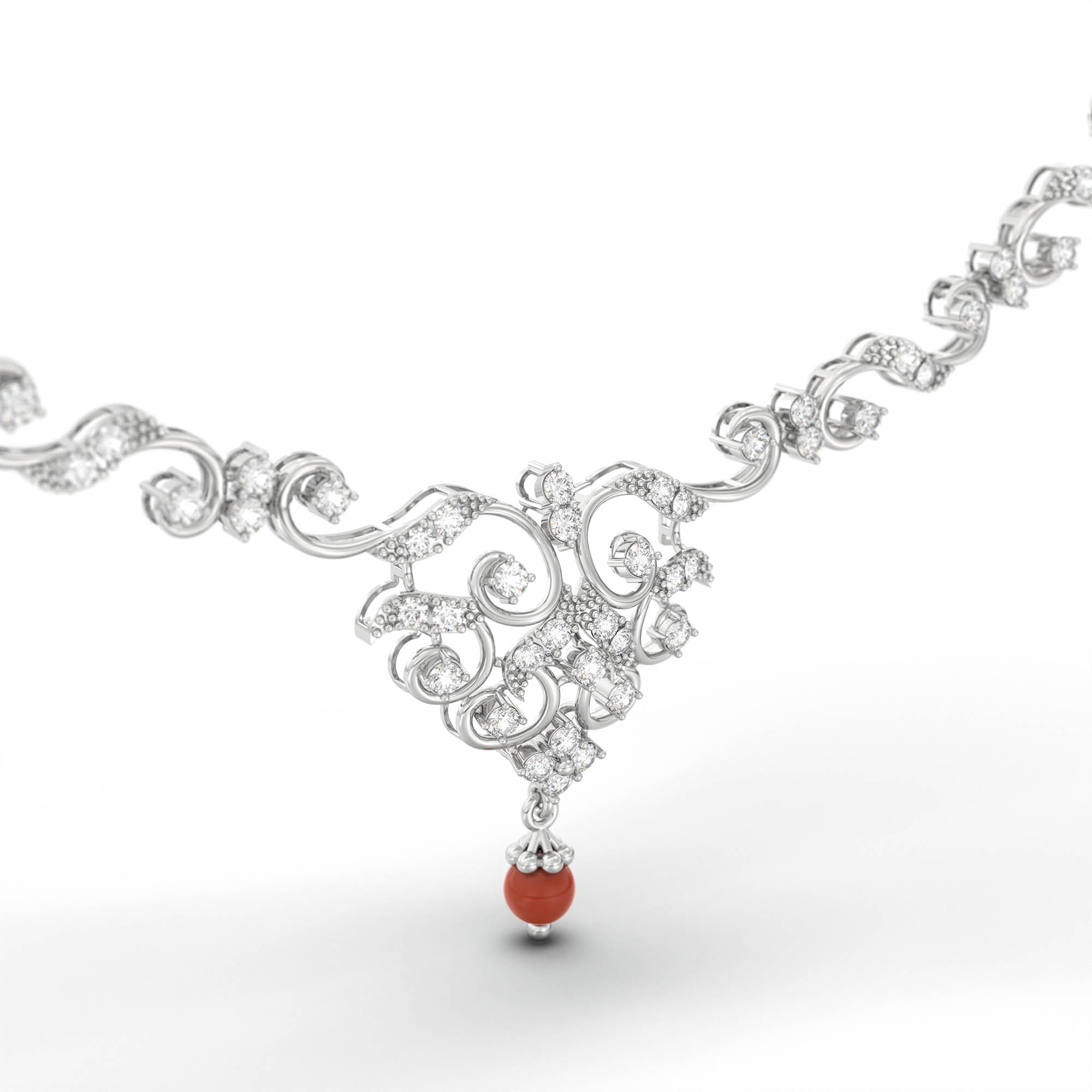 Lab-Grown Diamond Necklace and Earring Set in 18K White Gold – 3.69 Ct, 107 Diamonds thumbnail