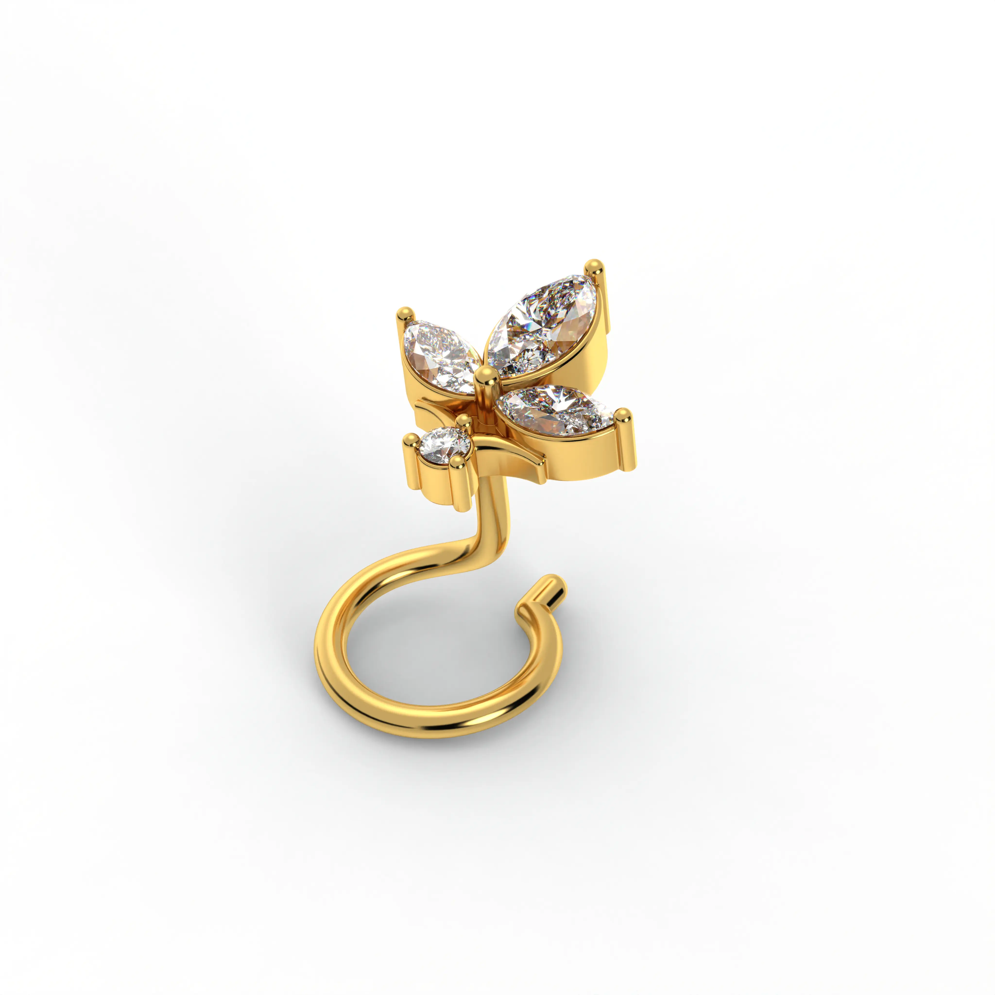 Lab-Grown Diamond Nose Pin in 22K Yellow Gold – 0.1 Ct, 4 Diamonds thumbnail