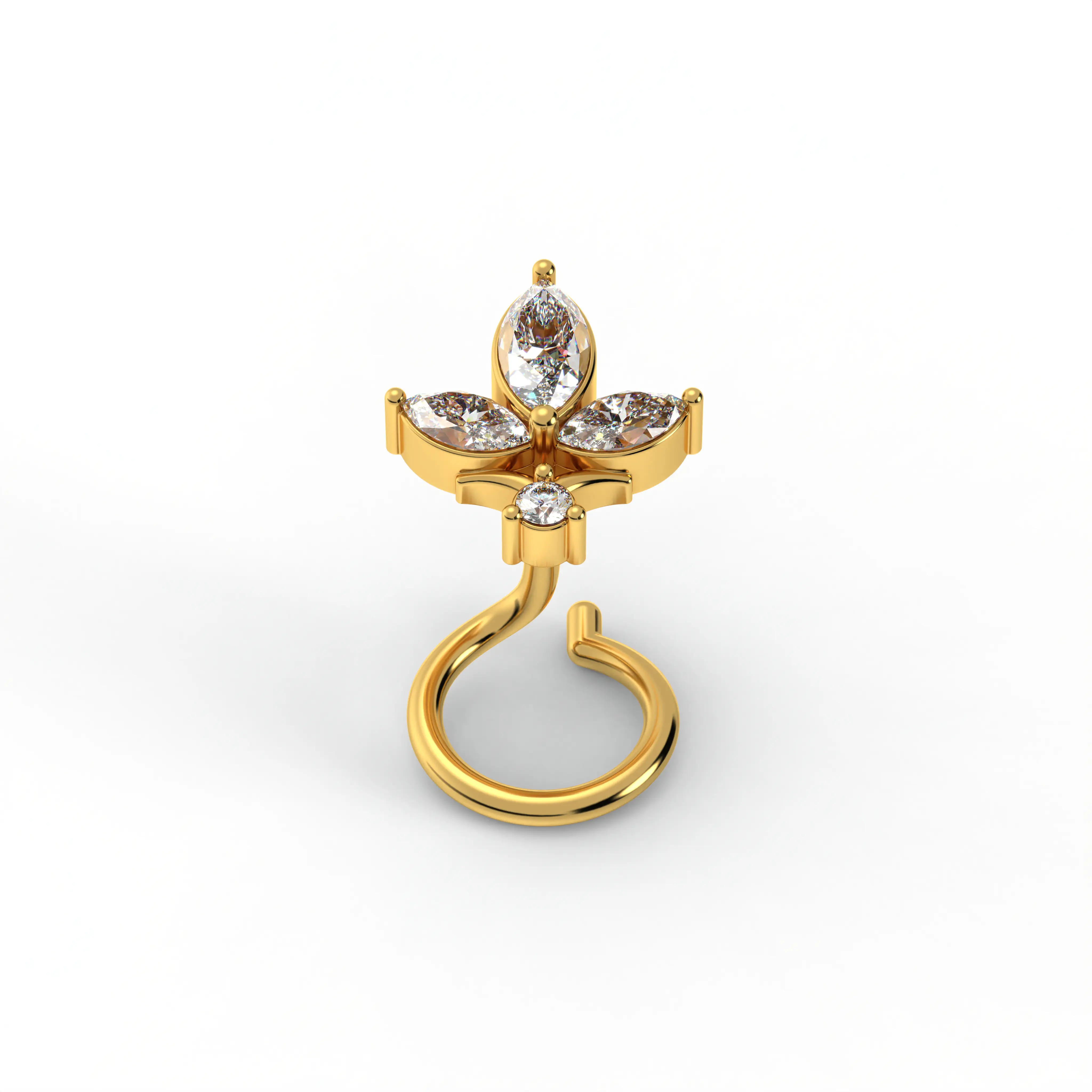 Lab-Grown Diamond Nose Pin in 22K Yellow Gold – 0.1 Ct, 4 Diamonds thumbnail