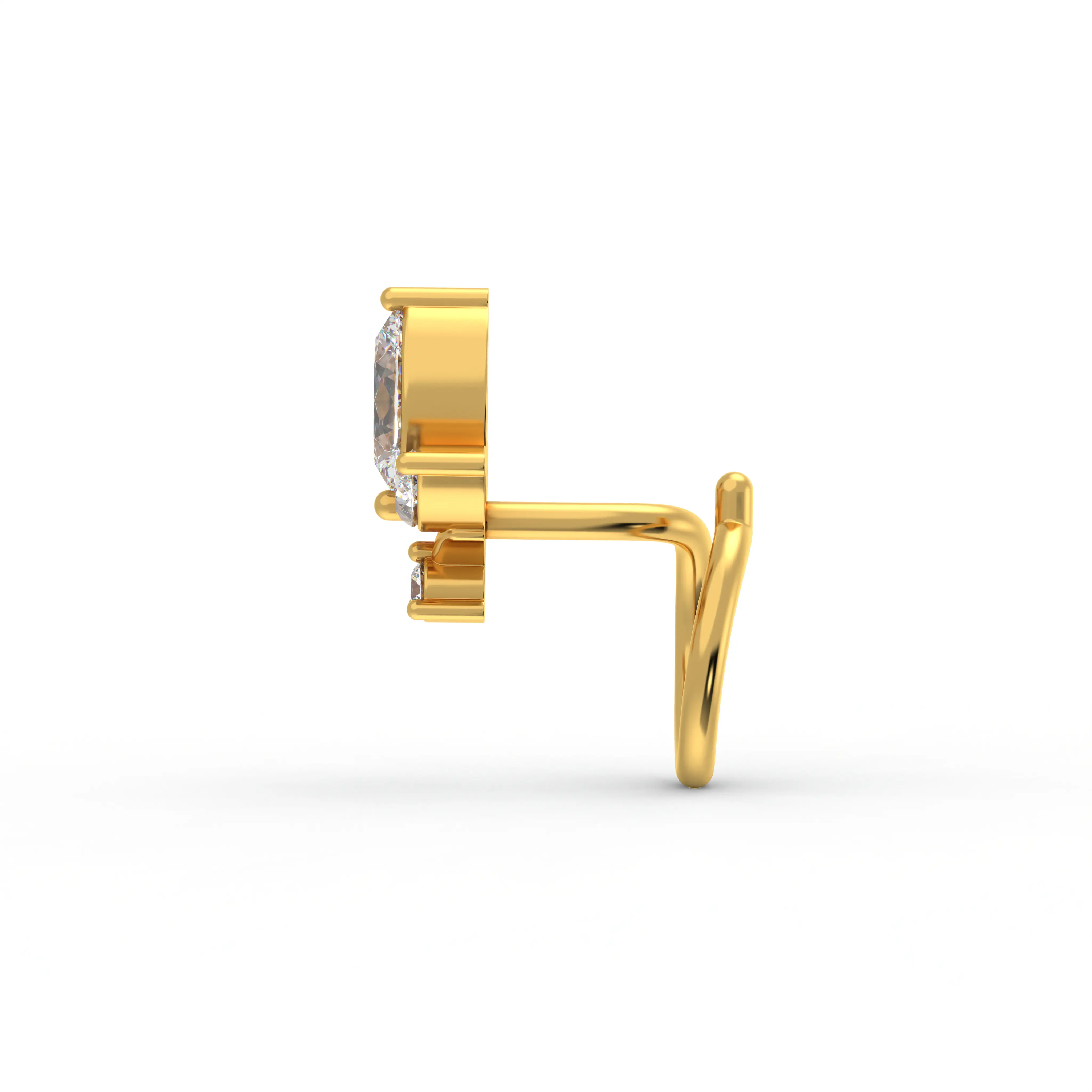 Lab-Grown Diamond Nose Pin in 22K Yellow Gold – 0.1 Ct, 4 Diamonds thumbnail