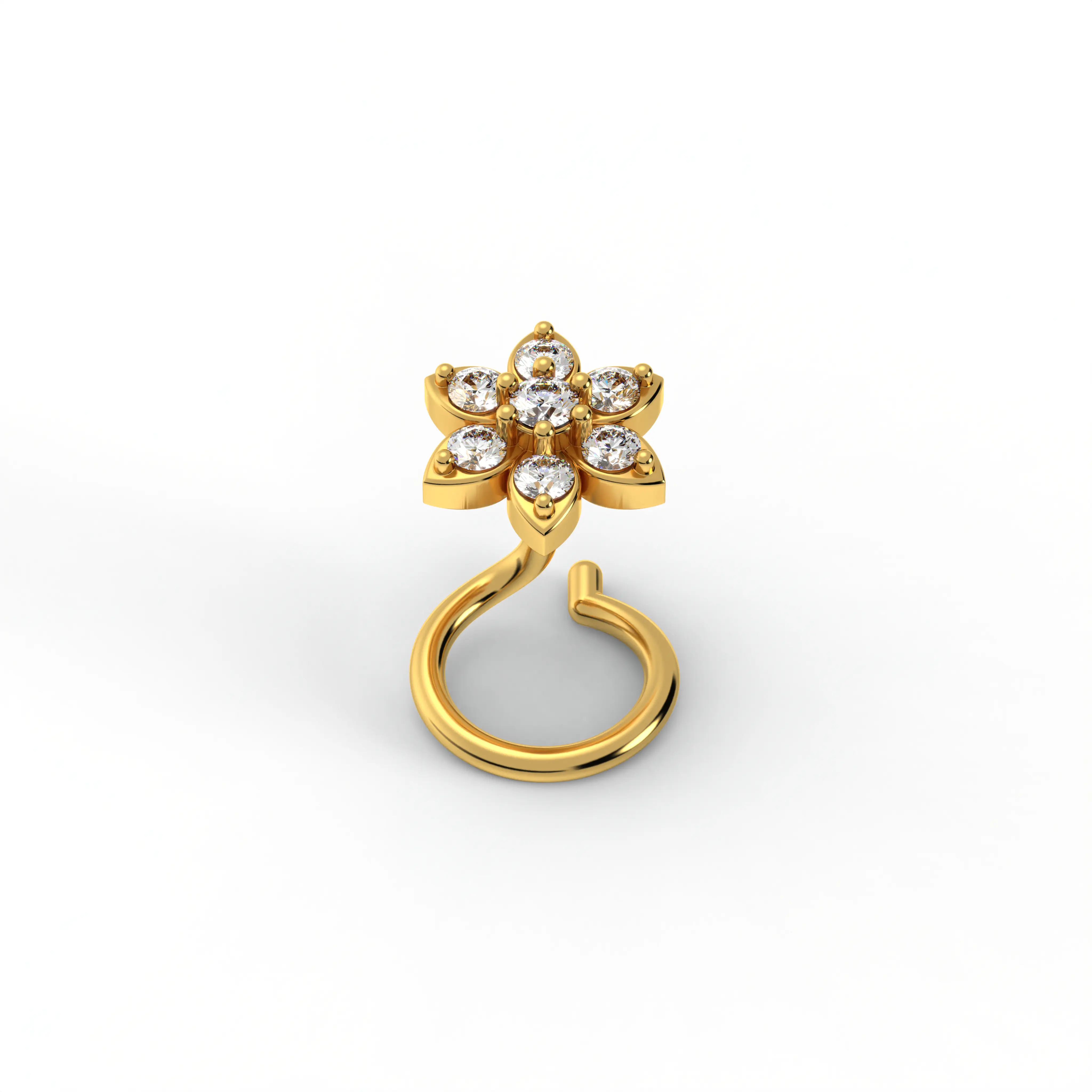 Lab-Grown Diamond Nose Pin in 22K Yellow Gold – 0.08 Ct, 7 Diamonds, 0.5 g thumbnail