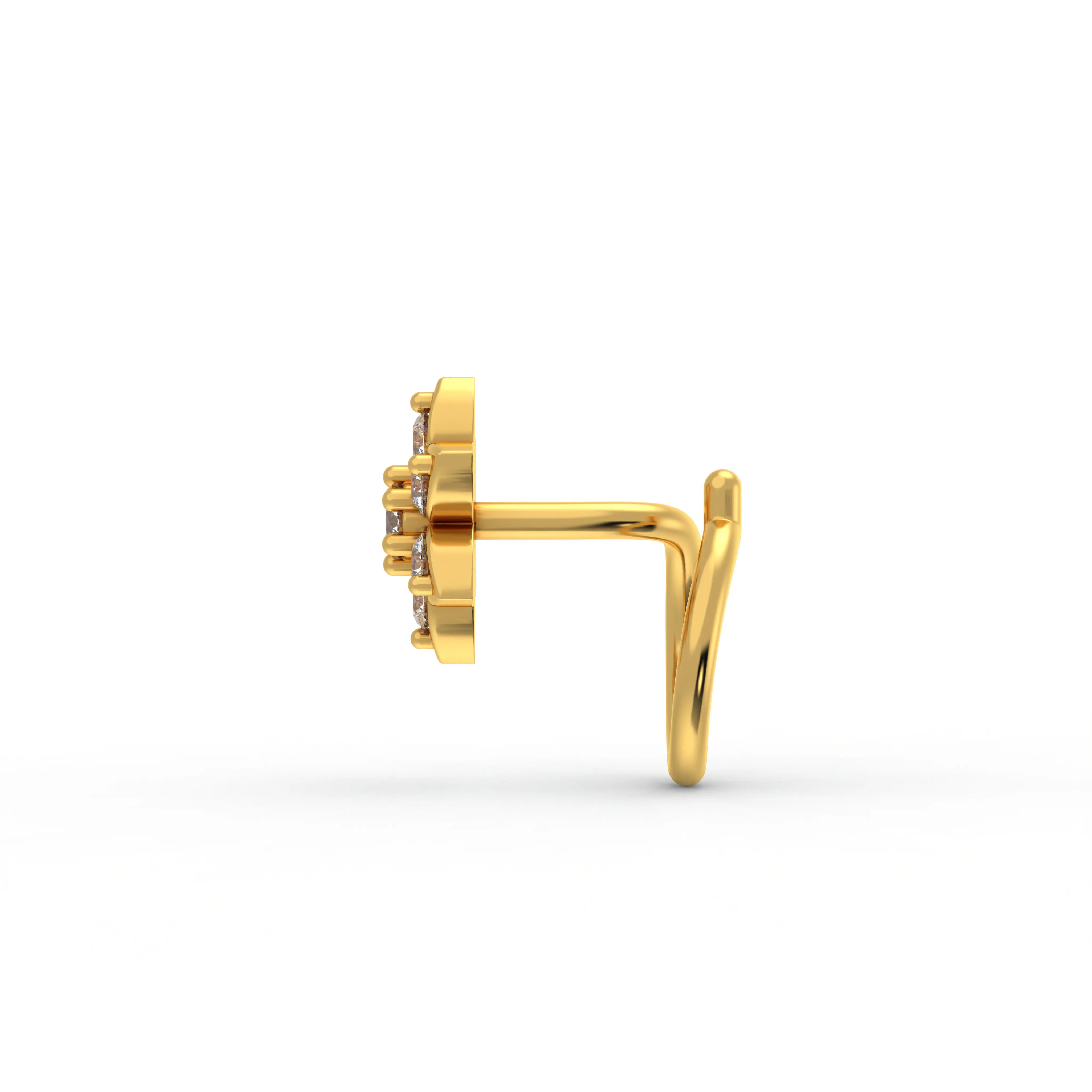 Lab-Grown Diamond Nose Pin in 22K Yellow Gold – 0.08 Ct, 7 Diamonds, 0.5 g thumbnail