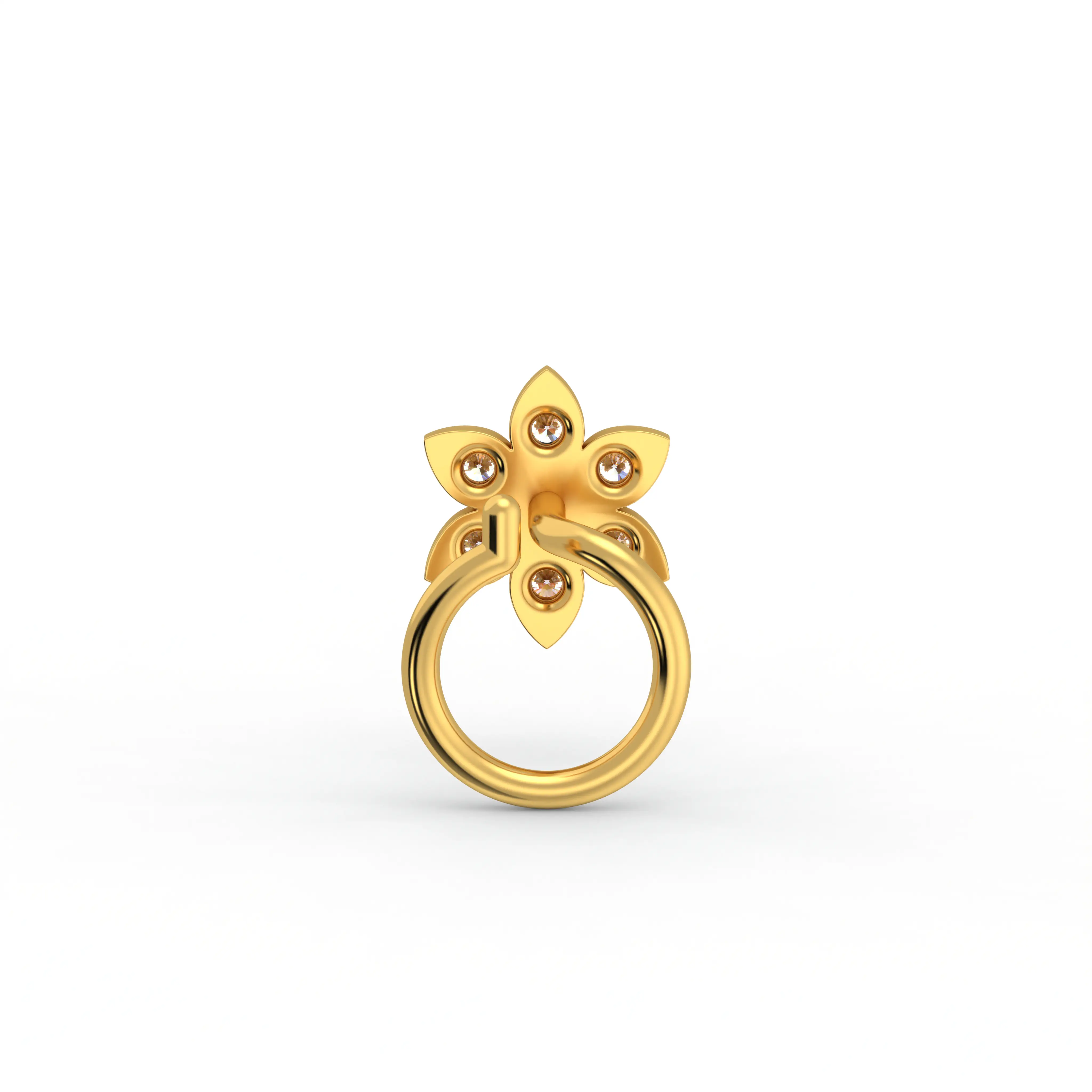 Lab-Grown Diamond Nose Pin in 22K Yellow Gold – 0.08 Ct, 7 Diamonds, 0.5 g thumbnail