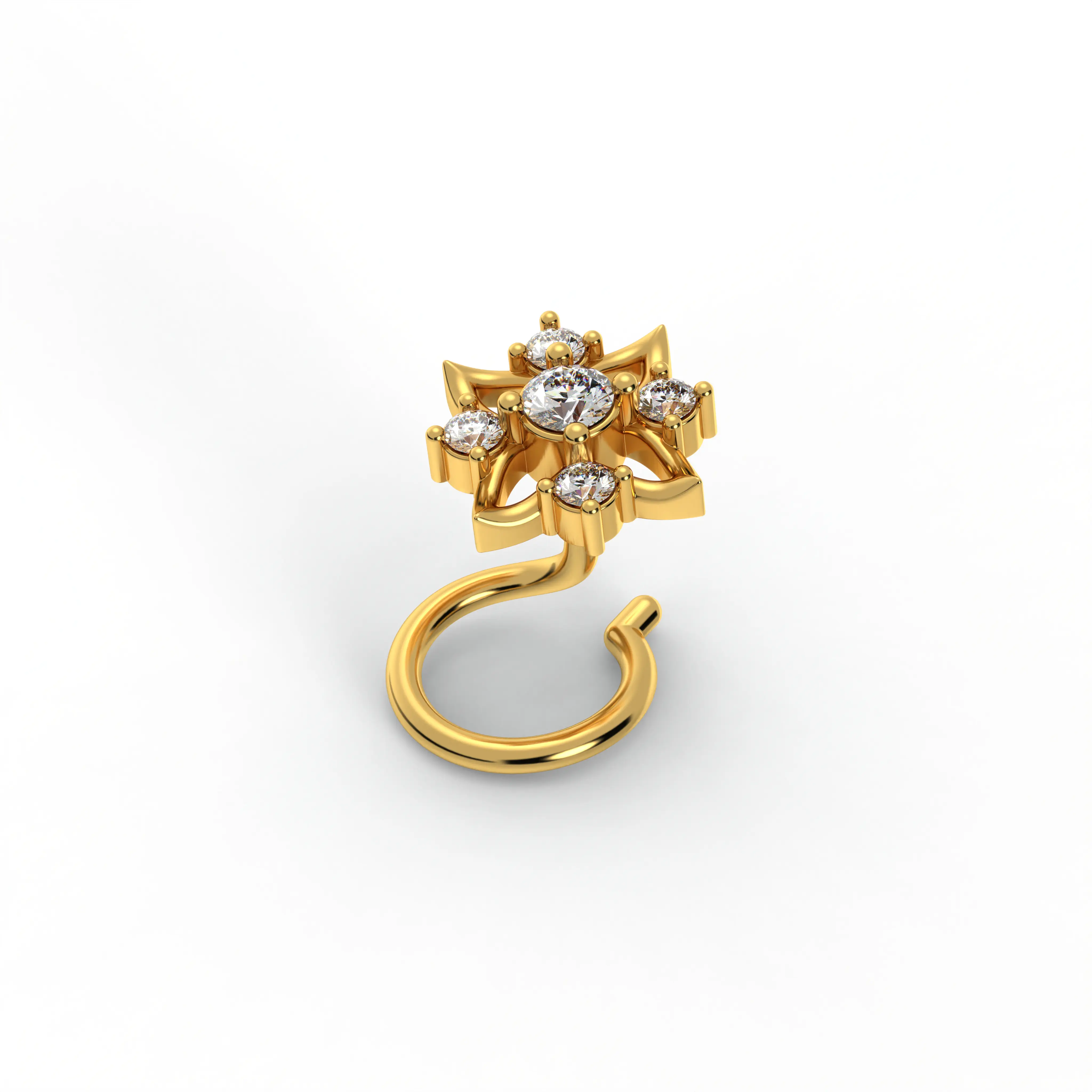Diamond Nose Pin in 22K Yellow Gold with Lab grown diamond thumbnail