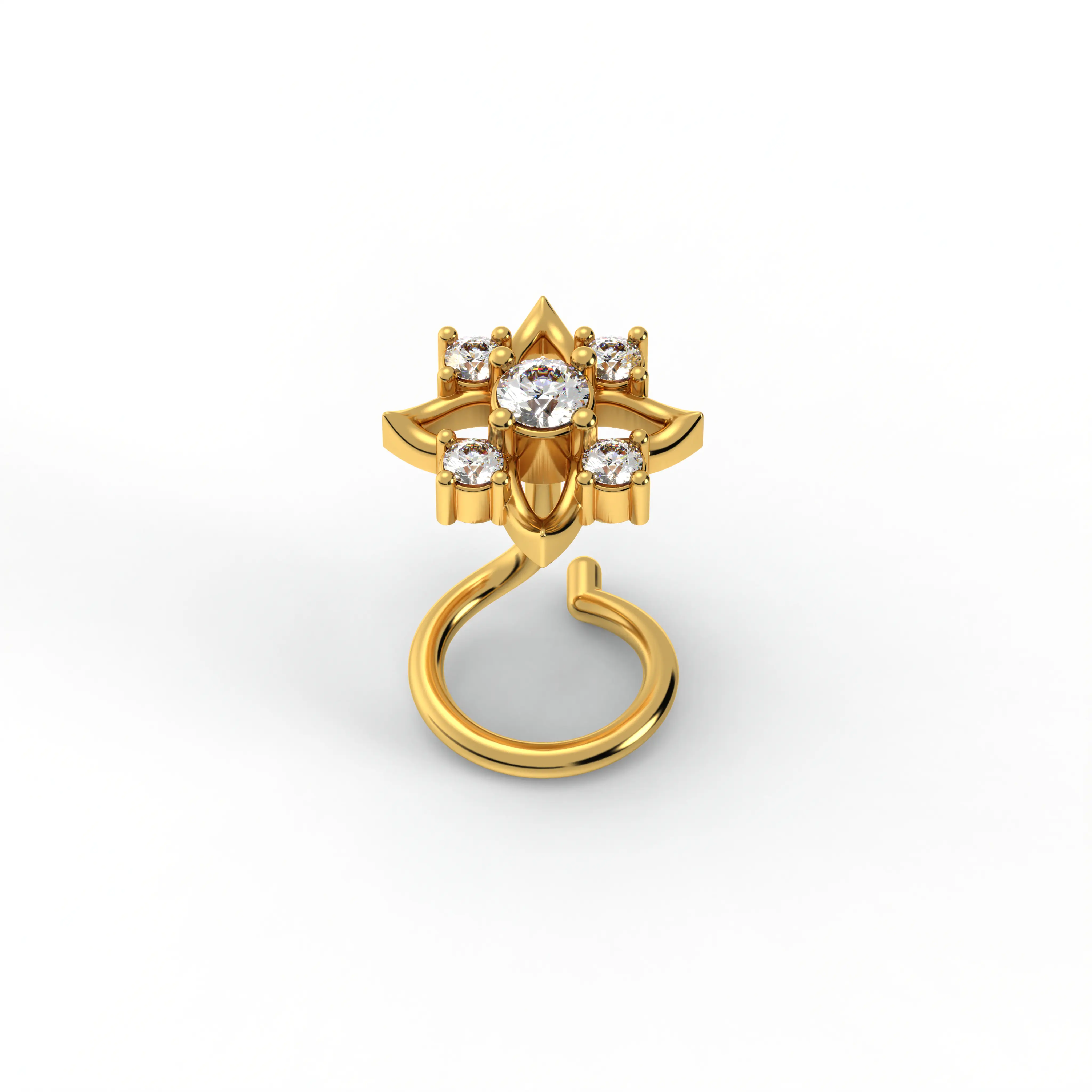 Diamond Nose Pin in 22K Yellow Gold with Lab grown diamond thumbnail