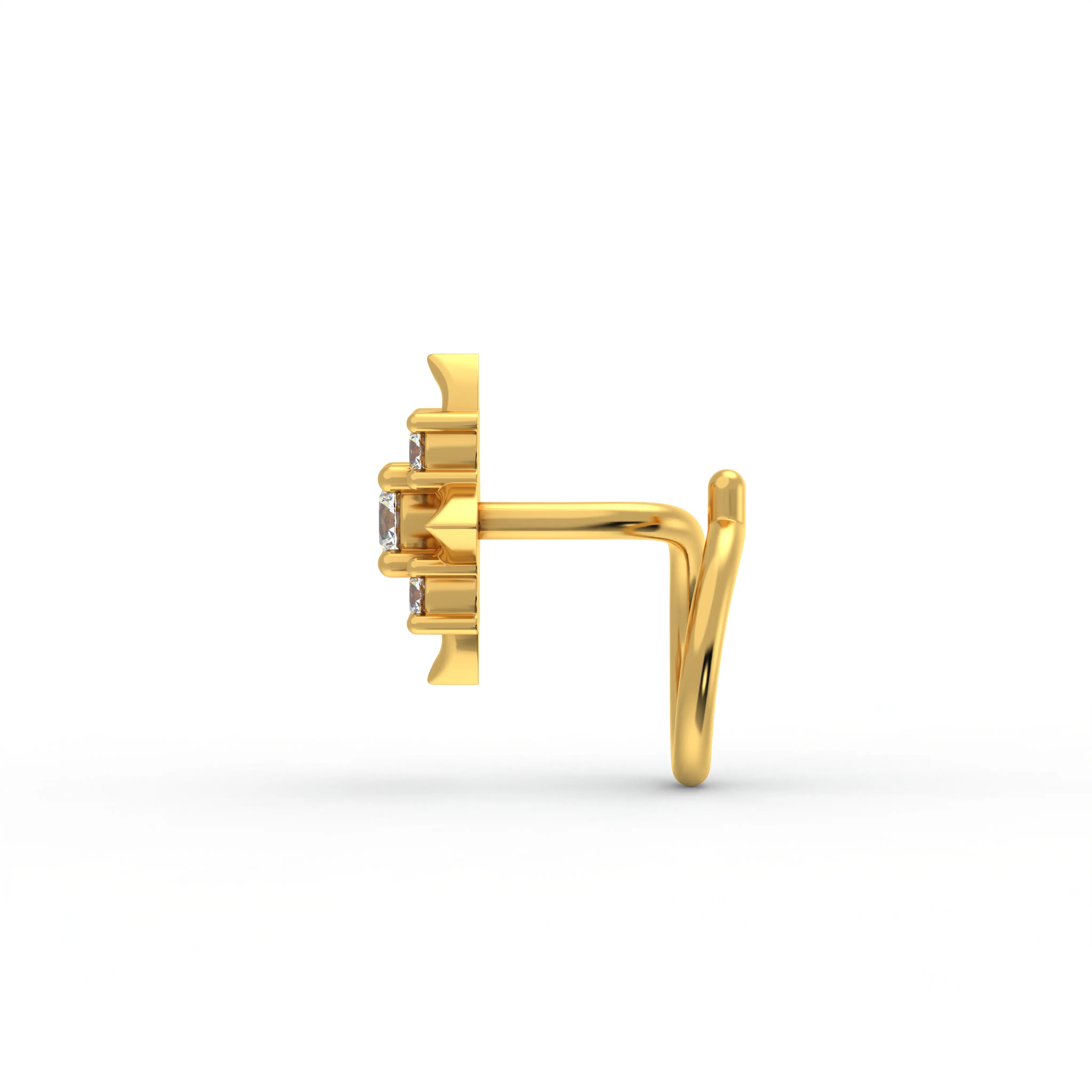 Diamond Nose Pin in 22K Yellow Gold with Lab grown diamond thumbnail