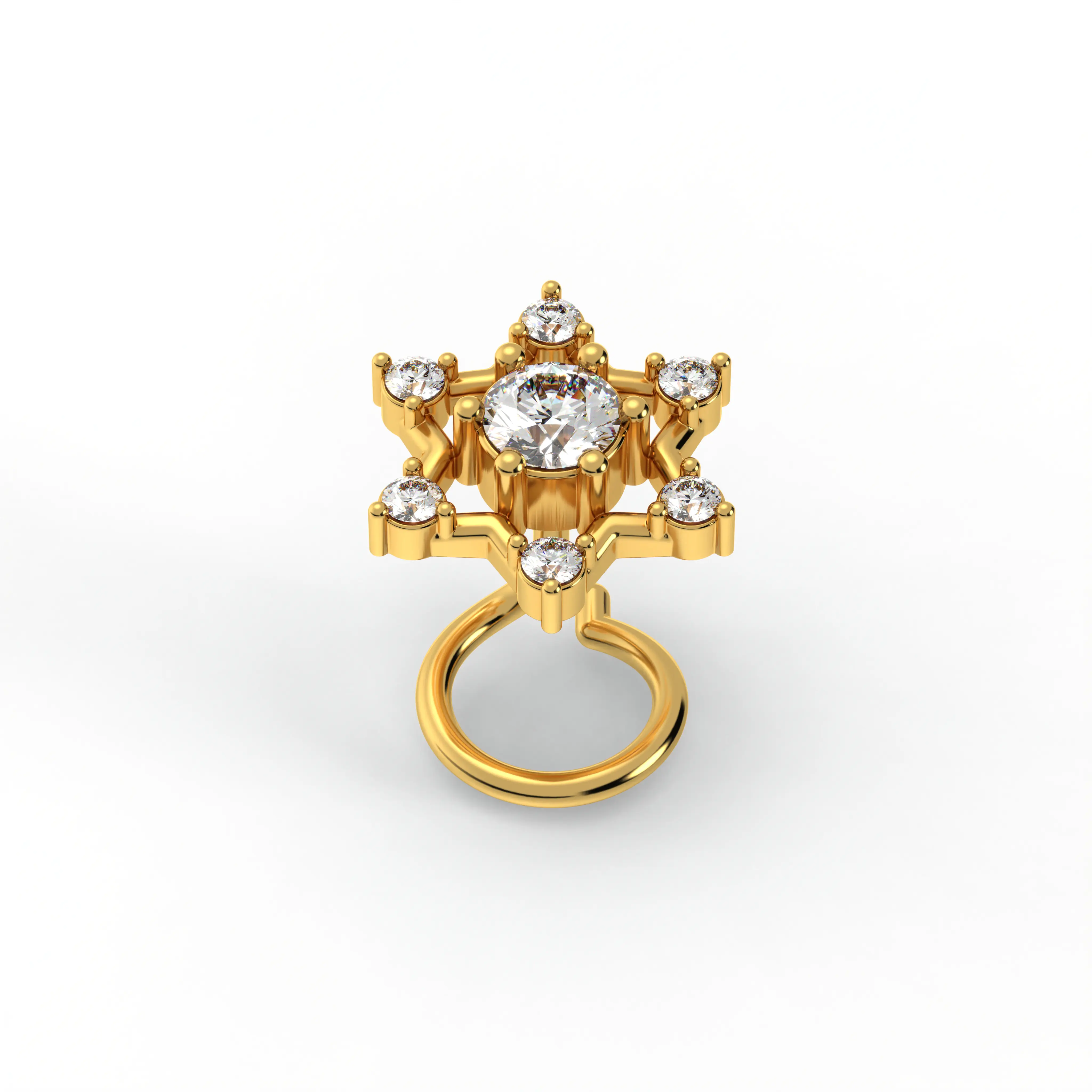 Lab-Grown Diamond Nose Pin in 22K Yellow Gold – 0.17 Ct, 7 Diamonds, 0.8 g thumbnail