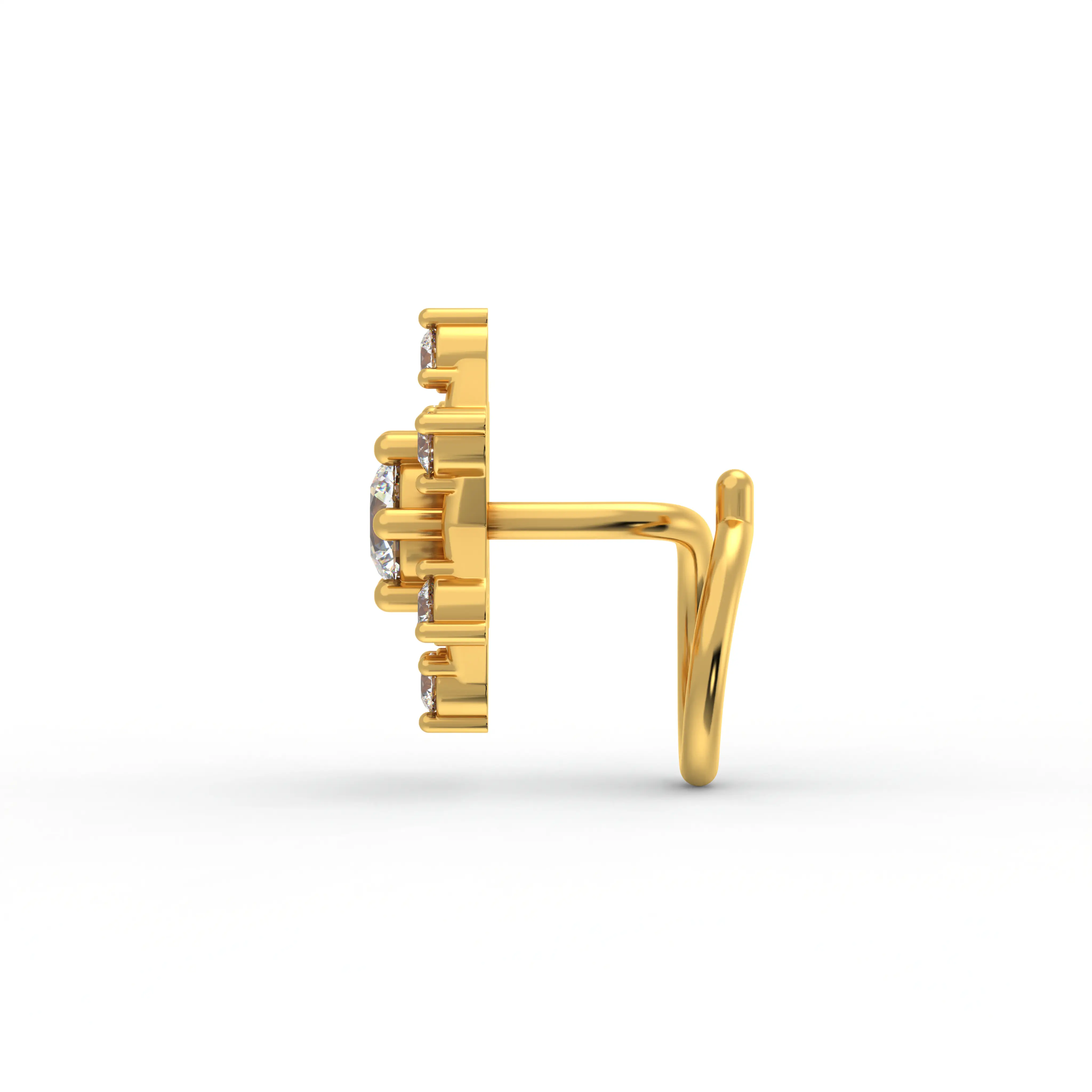 Lab-Grown Diamond Nose Pin in 22K Yellow Gold – 0.17 Ct, 7 Diamonds, 0.8 g thumbnail