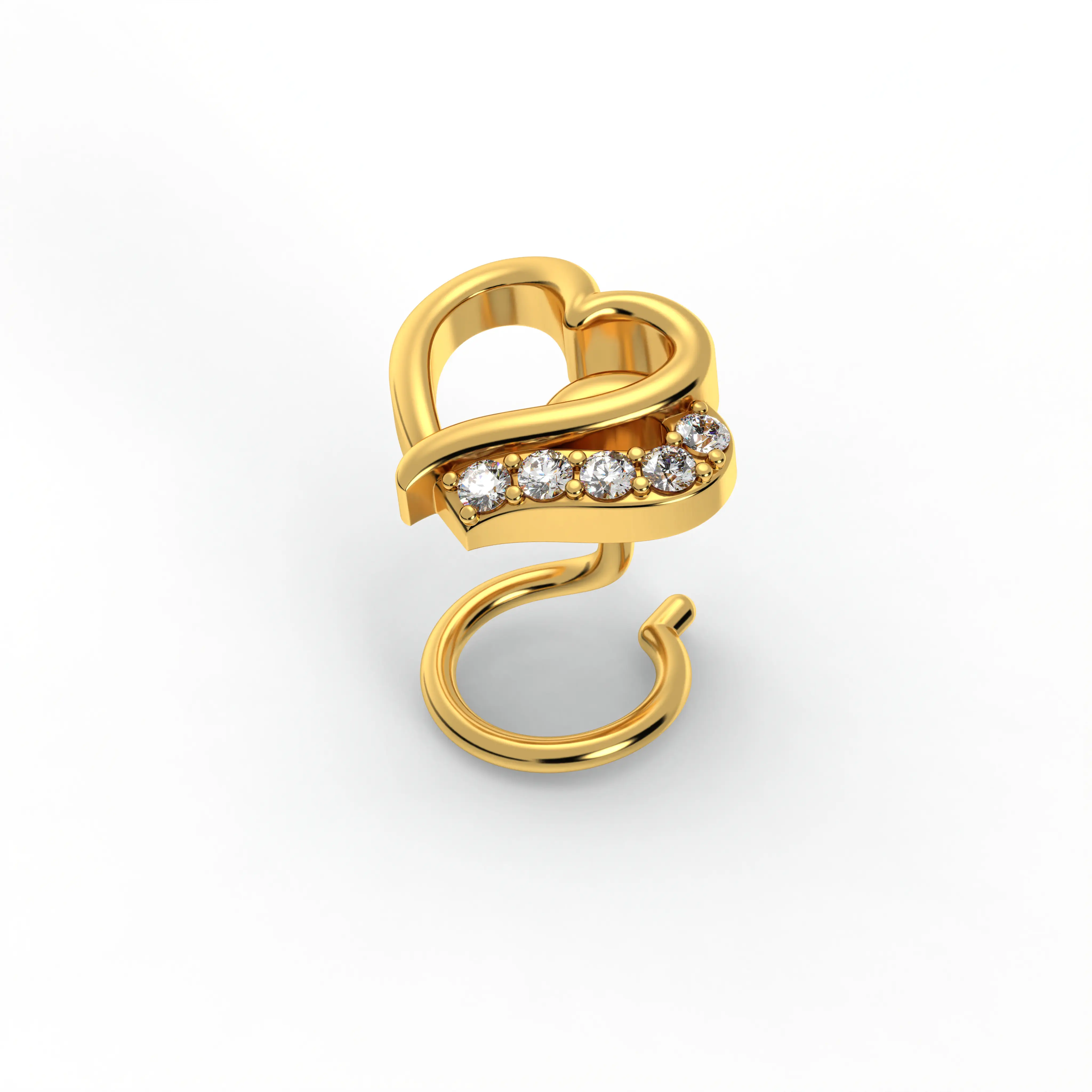 Lab-Grown Diamond Nose Pin in 22K Yellow Gold – 0.04 Ct, 5 Diamonds thumbnail