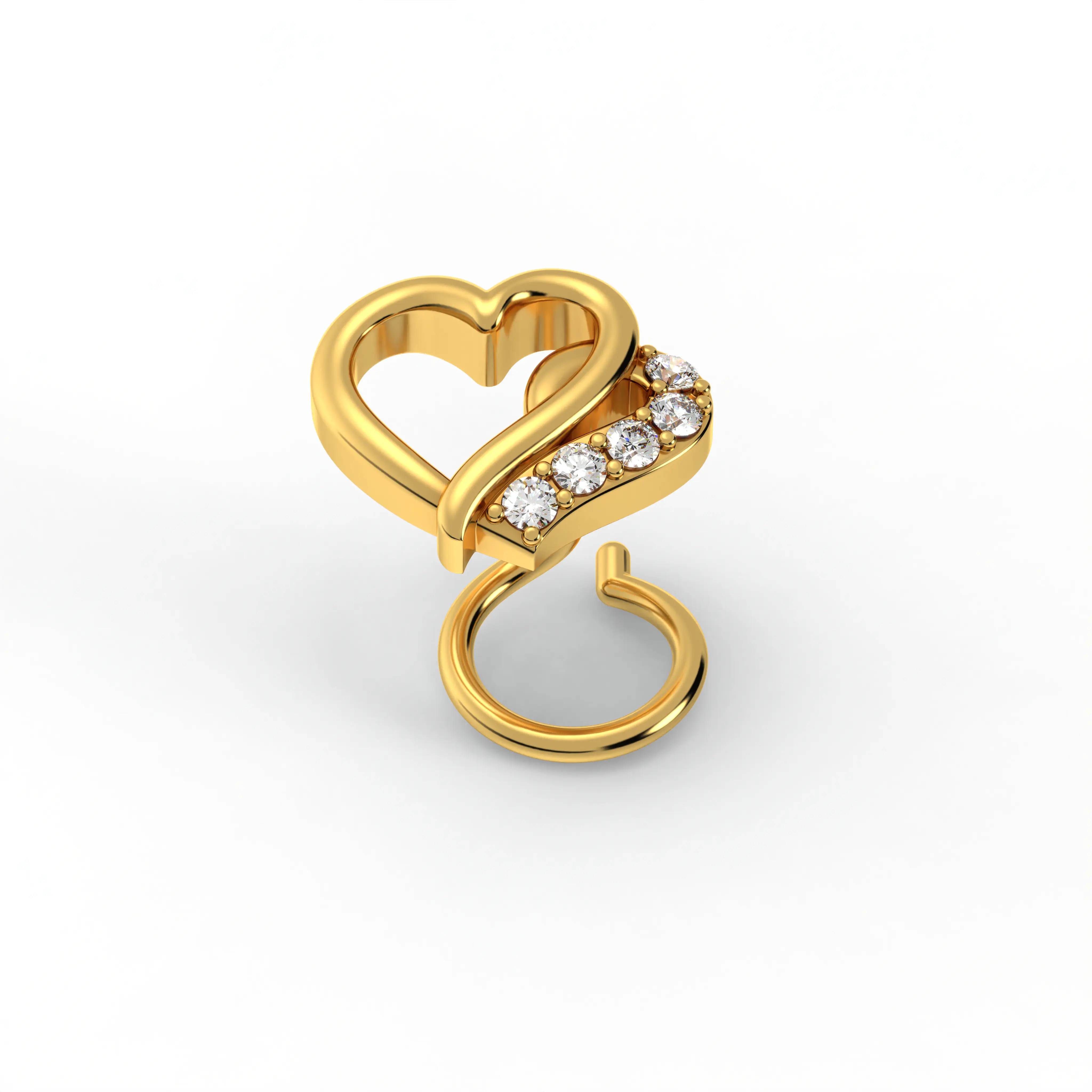 Lab-Grown Diamond Nose Pin in 22K Yellow Gold – 0.04 Ct, 5 Diamonds thumbnail