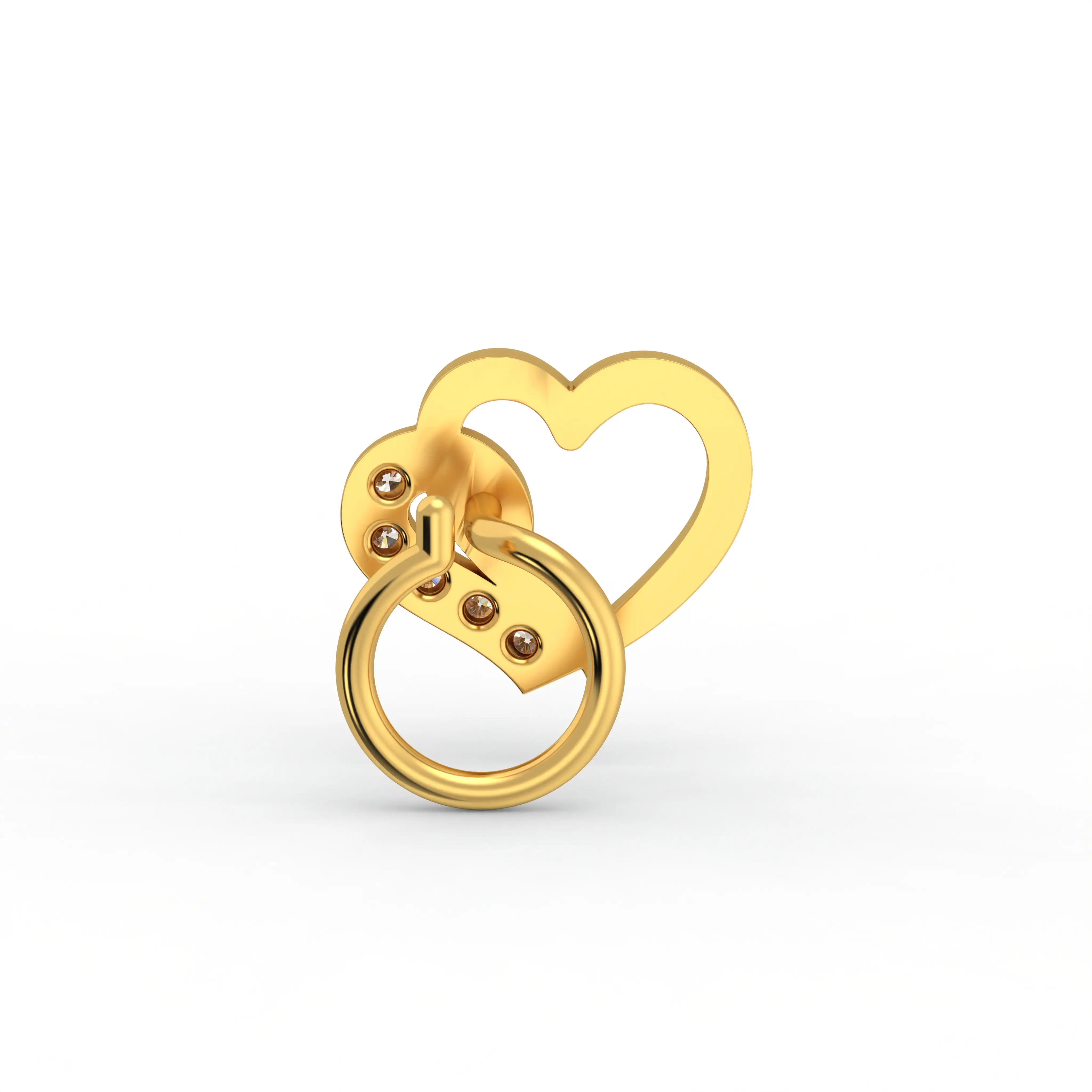 Lab-Grown Diamond Nose Pin in 22K Yellow Gold – 0.04 Ct, 5 Diamonds thumbnail