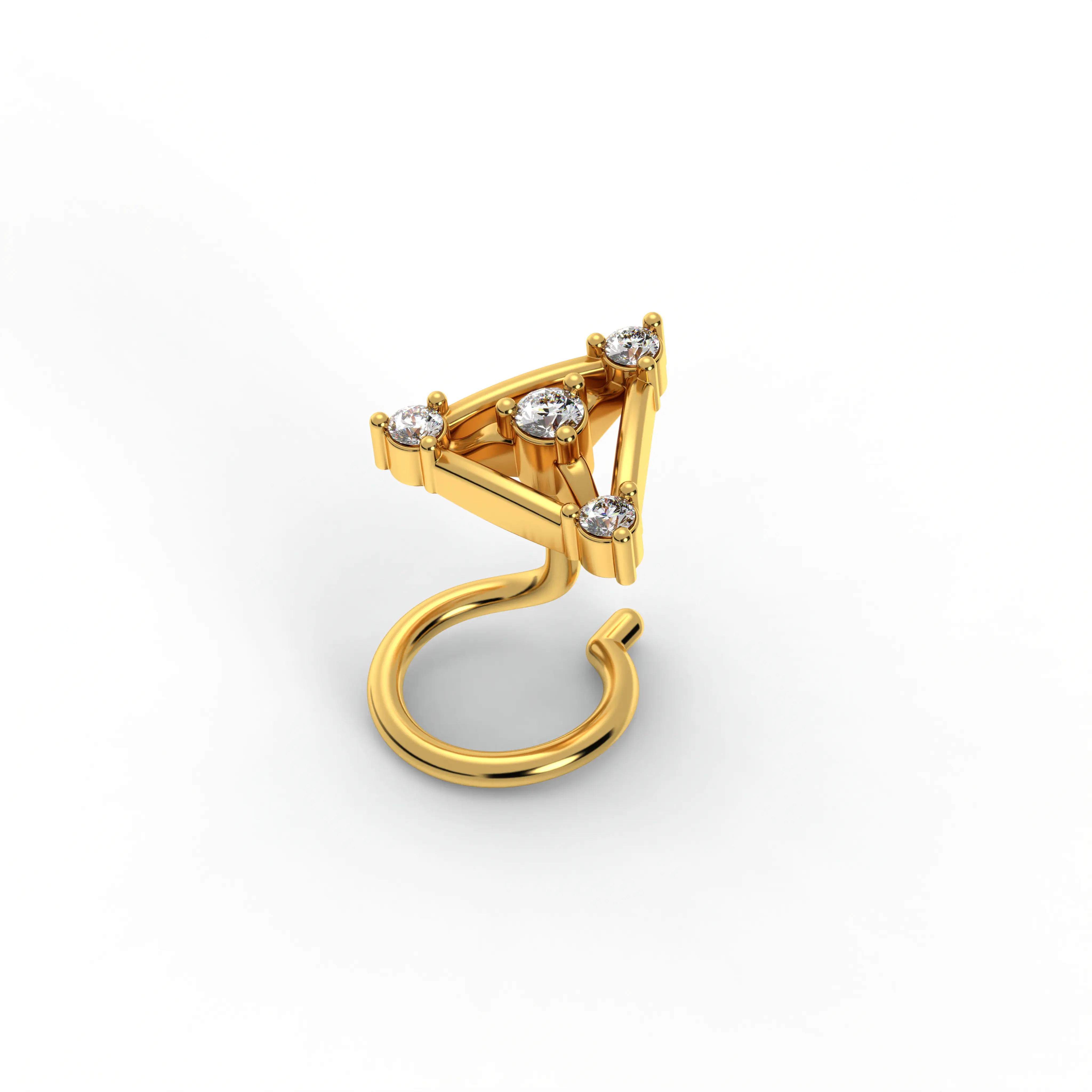 Lab-Grown Diamond Nose Pin in 22K Yellow Gold – 0.04 Ct, 4 Diamonds, 0.5 g thumbnail