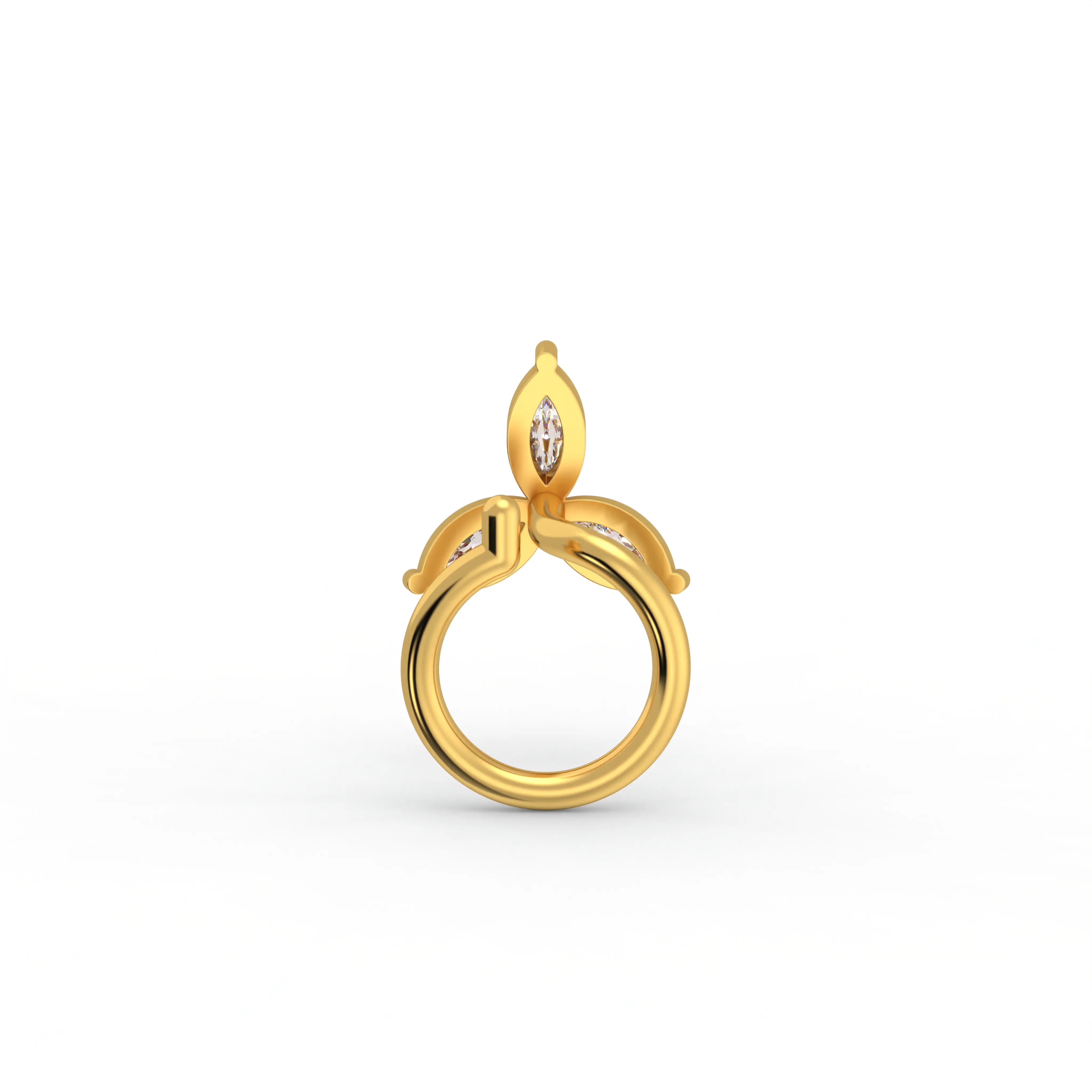 Lab-Grown Diamond Nose Pin in 22K Yellow Gold – 0.06 Ct, 3 Diamonds, 0.4 g thumbnail
