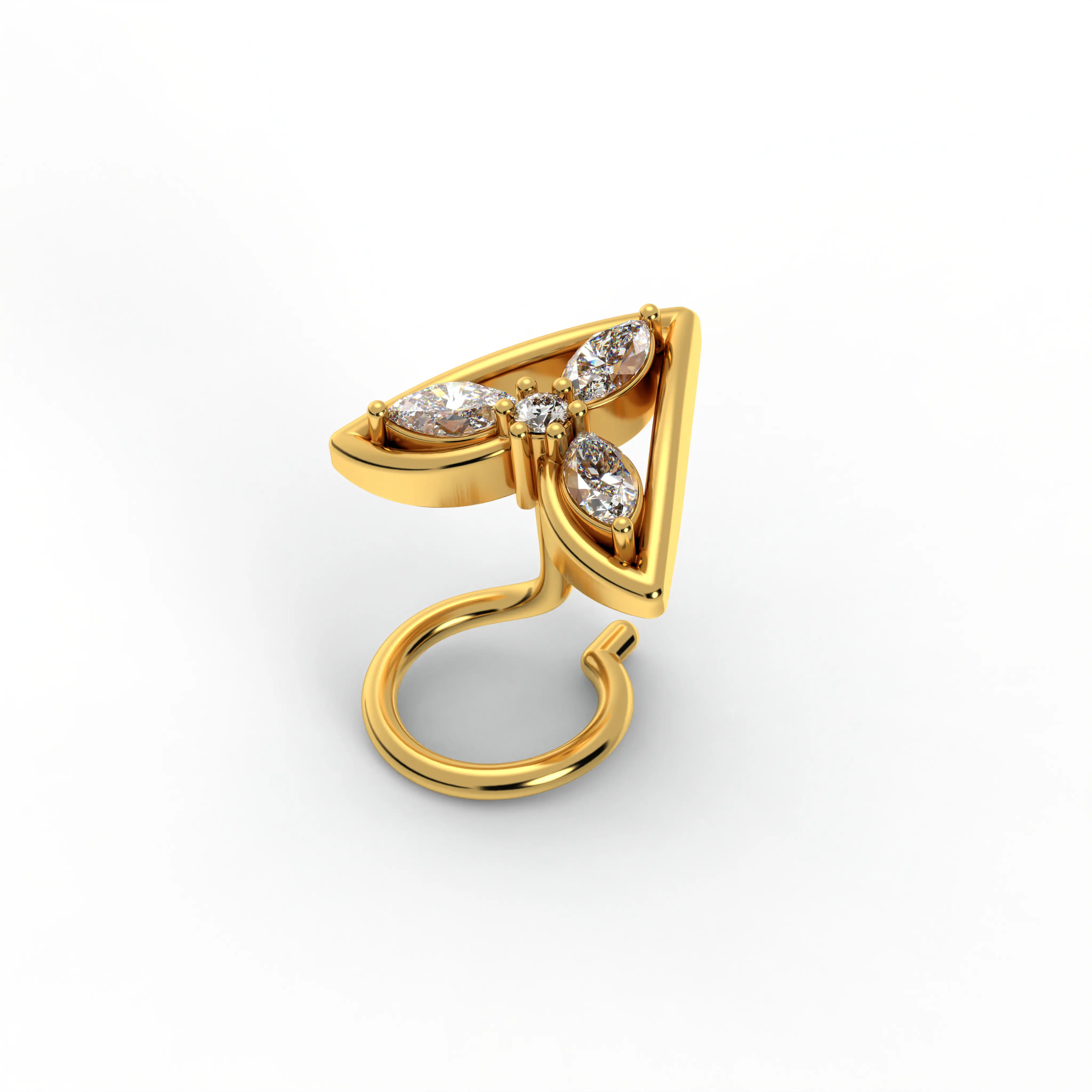 Lab-Grown Diamond Nose Pin in 22K Yellow Gold – 0.07 Ct, 4 Diamonds, 0.9 g thumbnail