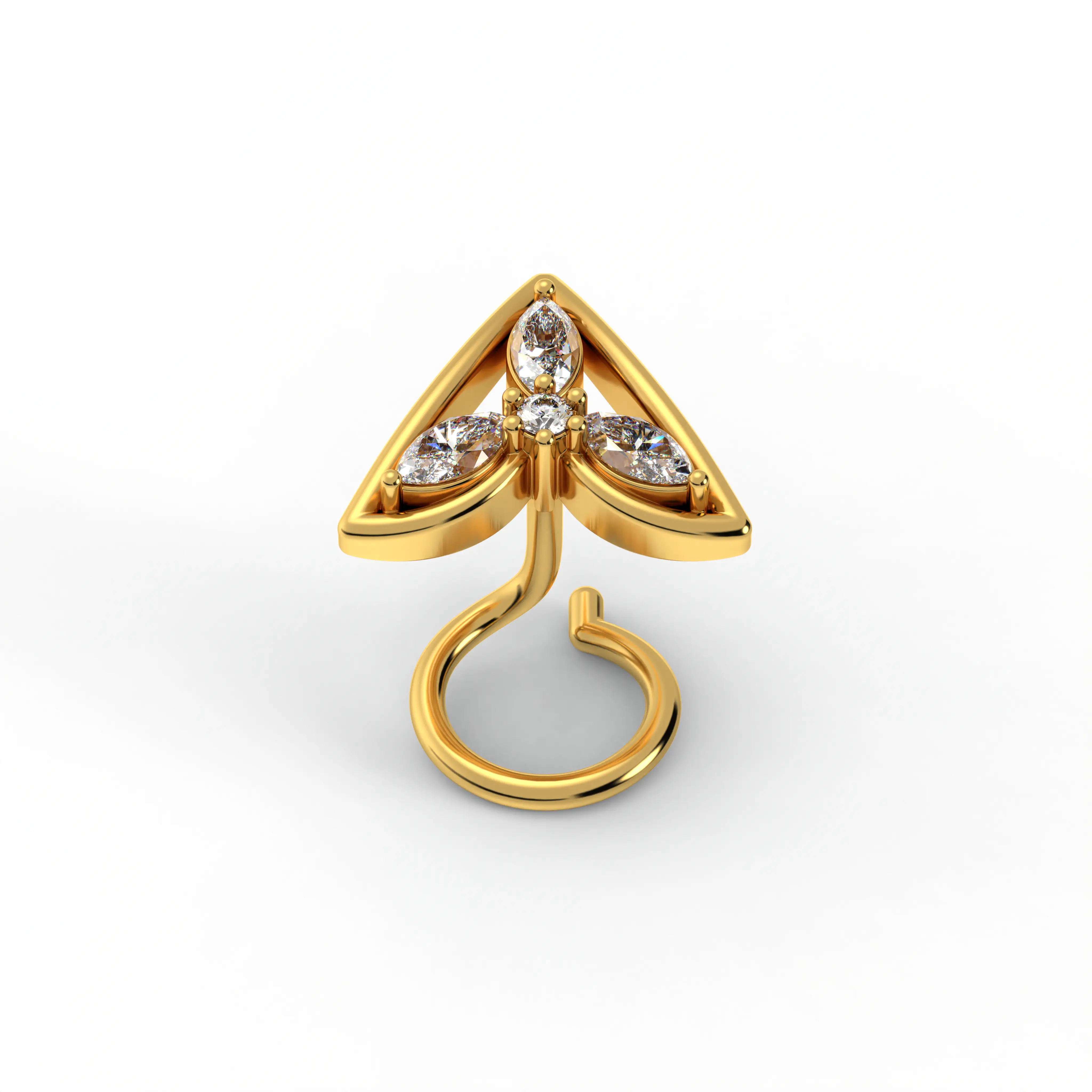 Lab-Grown Diamond Nose Pin in 22K Yellow Gold – 0.07 Ct, 4 Diamonds, 0.9 g thumbnail